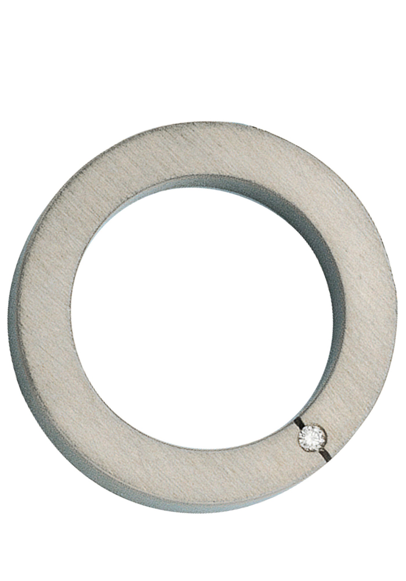 Runder Anhänger JOBO "Titananhänger Ring Kreis 28 mm", titanfarben, Schmuckanhänger, Damen, SI = kleine Einschlüsse, Diamanten Titan, Diamanten, Titan, aus Titan matt mit Diamant