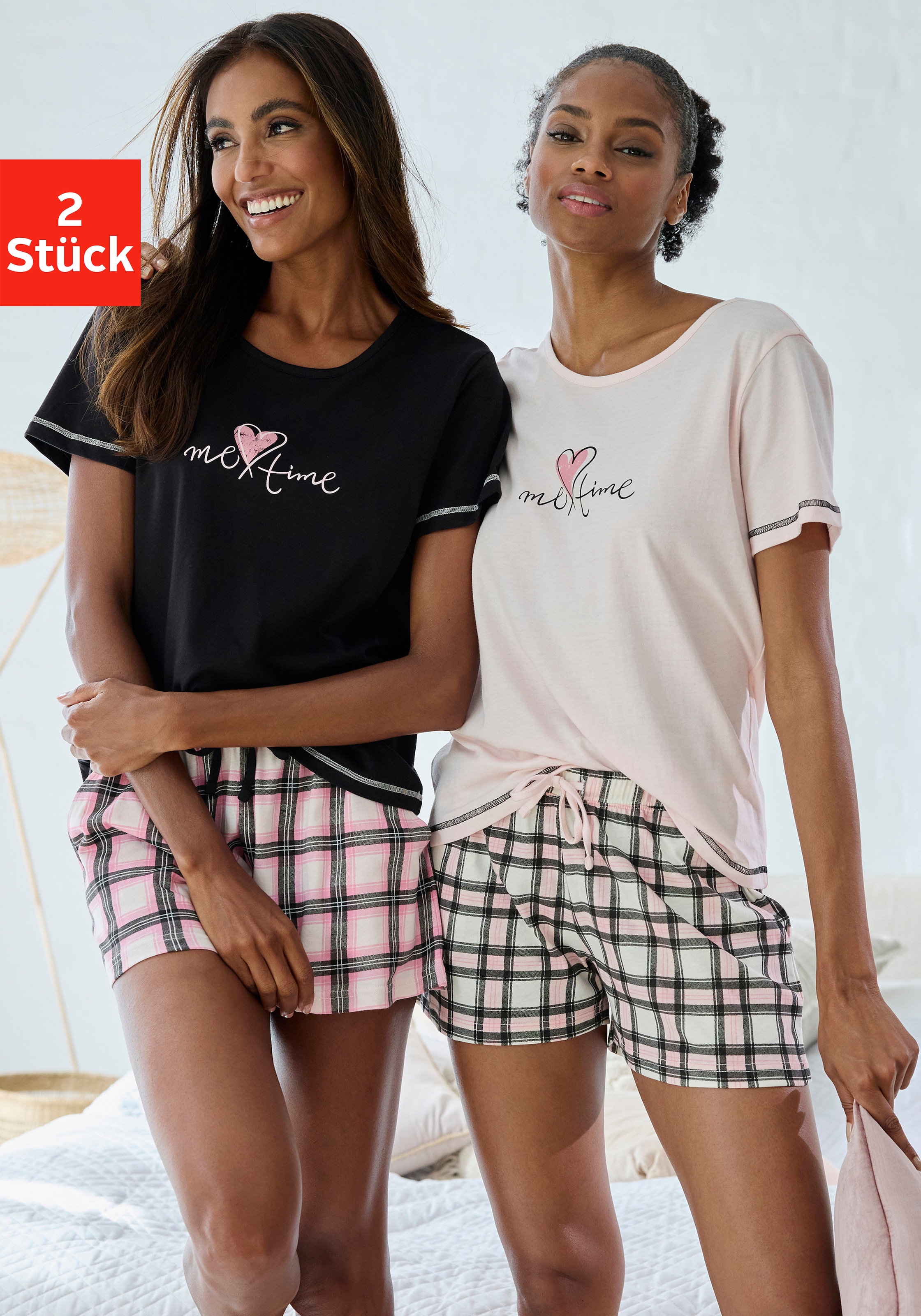 Vivance Dreams by Lascana Shorty Packung, 4 tlg. im Doppelpack mit Karomuster