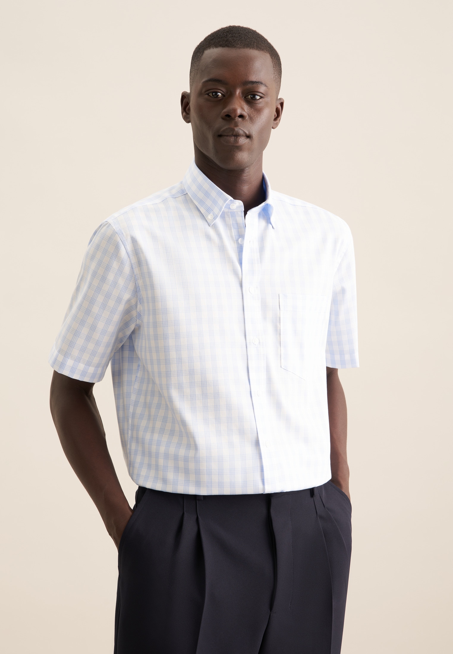 seidensticker Businesshemd "Comfort", Comfort 1/2 Button-Down-Kragen Karo günstig online kaufen