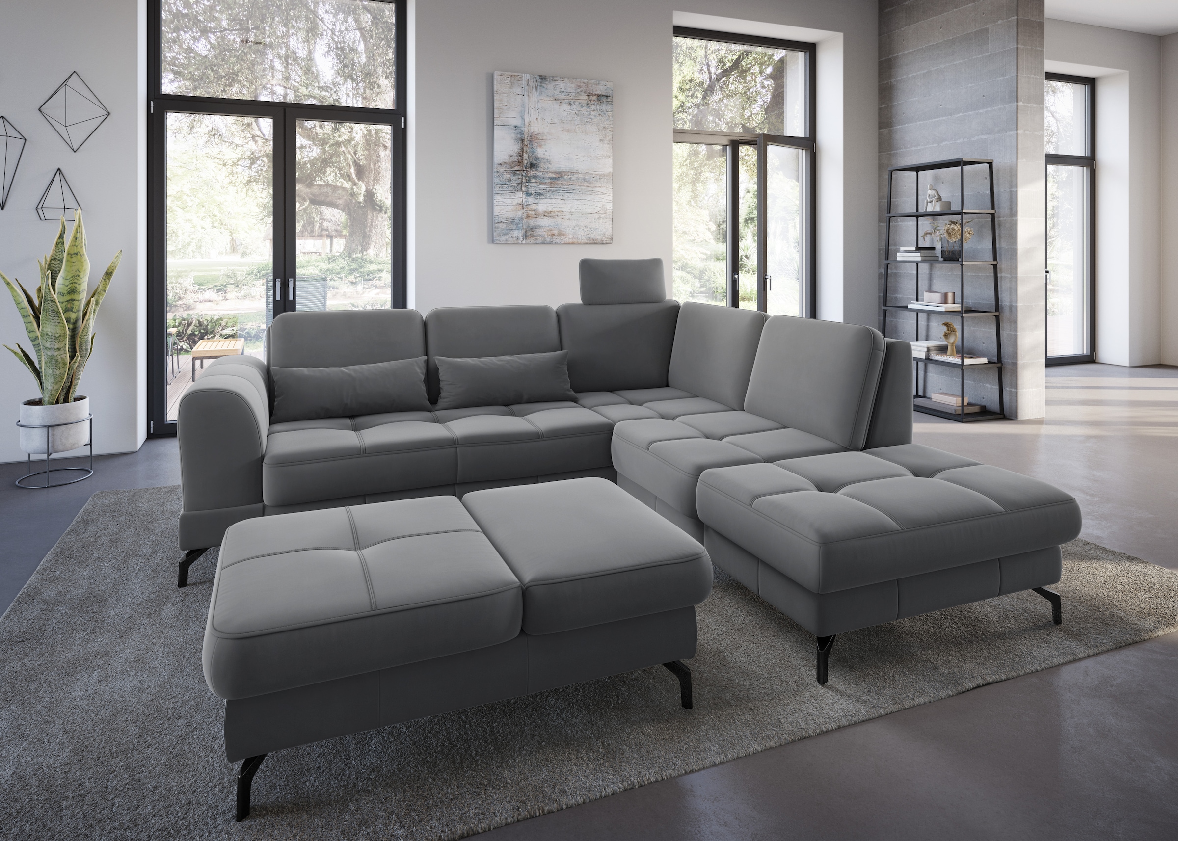 sit&more Ecksofa »Bendigo L-Form« inklusive Sitztiefenverstellung, Bodenfreiheit 12 cm, in 2 Fußfarben