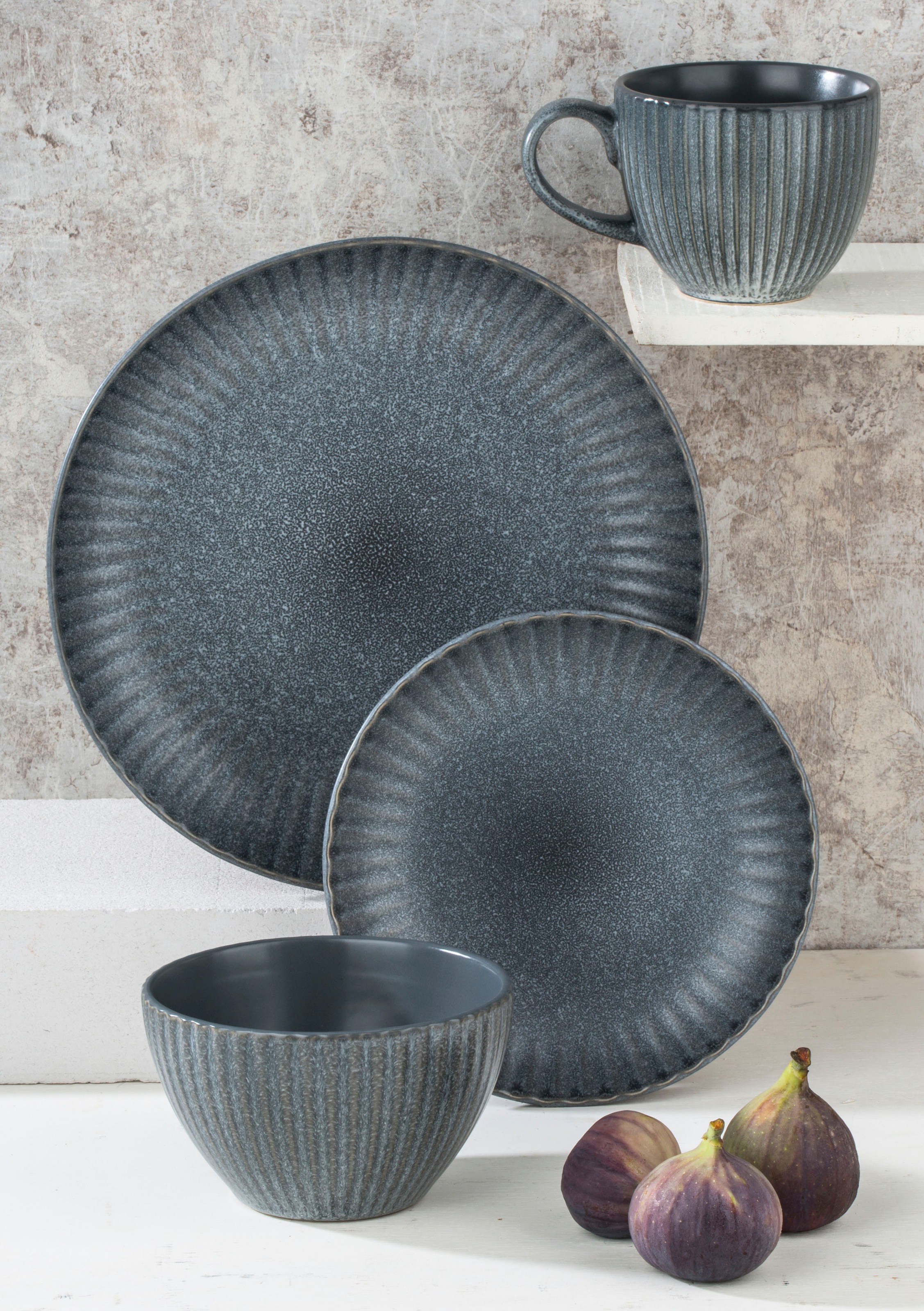 Retsch Arzberg Kombiservice "Shell Grey" hochwertige REACTIVE-Glasur günstig online kaufen