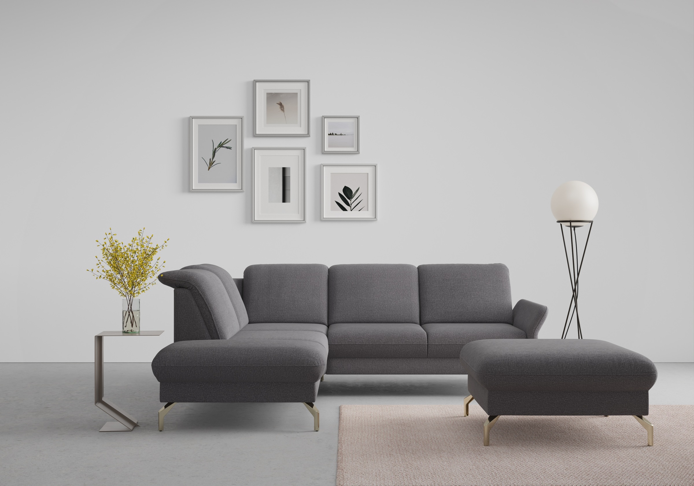 sit&more Ecksofa "Fashion L-Form" wahlweise mit Kopfteilverstellung, Vorziehsitz, motorisch, Nickelfüße