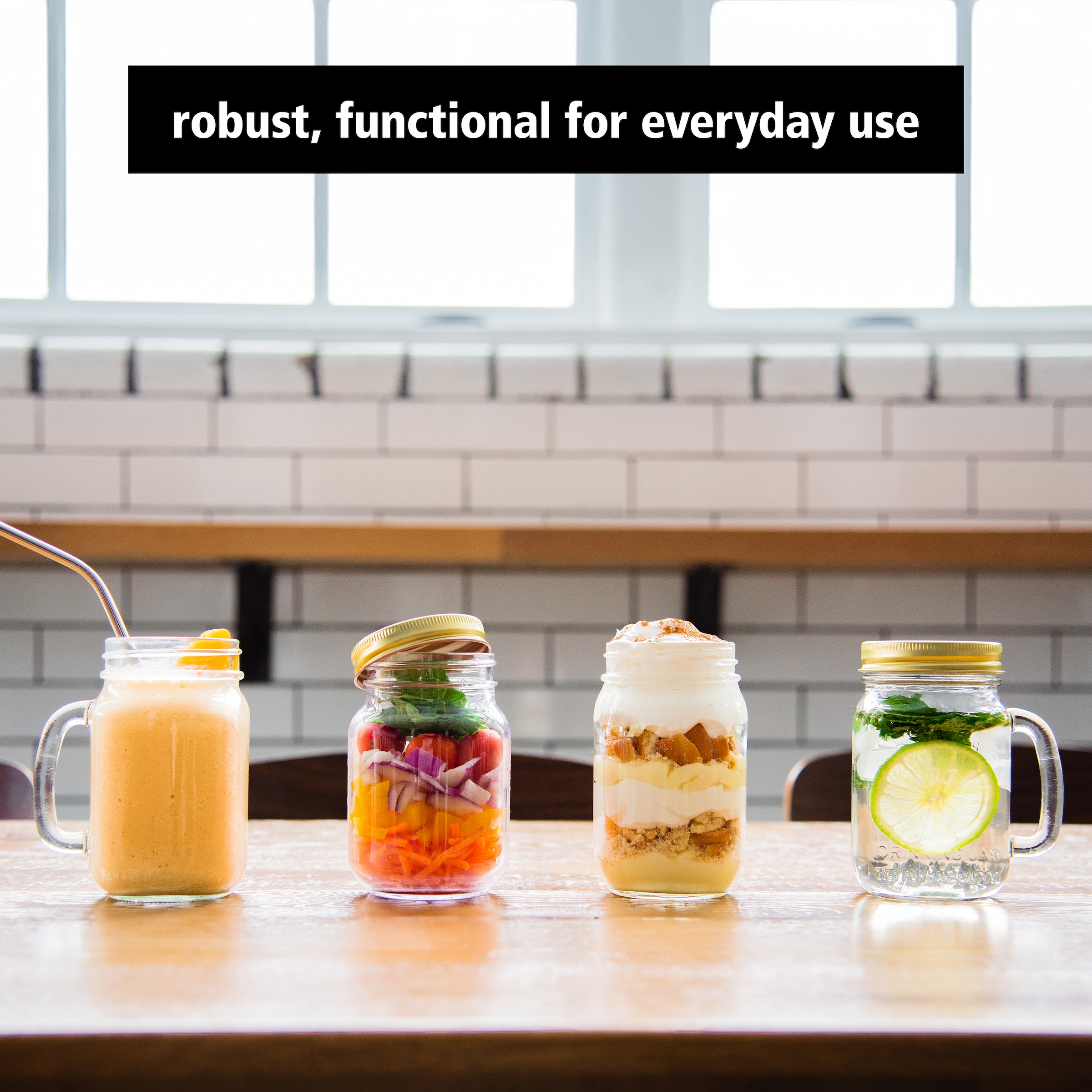 LIBBEY Gläser-Set »Libbey Trinkglas, 12er Set -DRINKING JARS-« 488 ml, hochwertig verarbeitet, im modernen Design