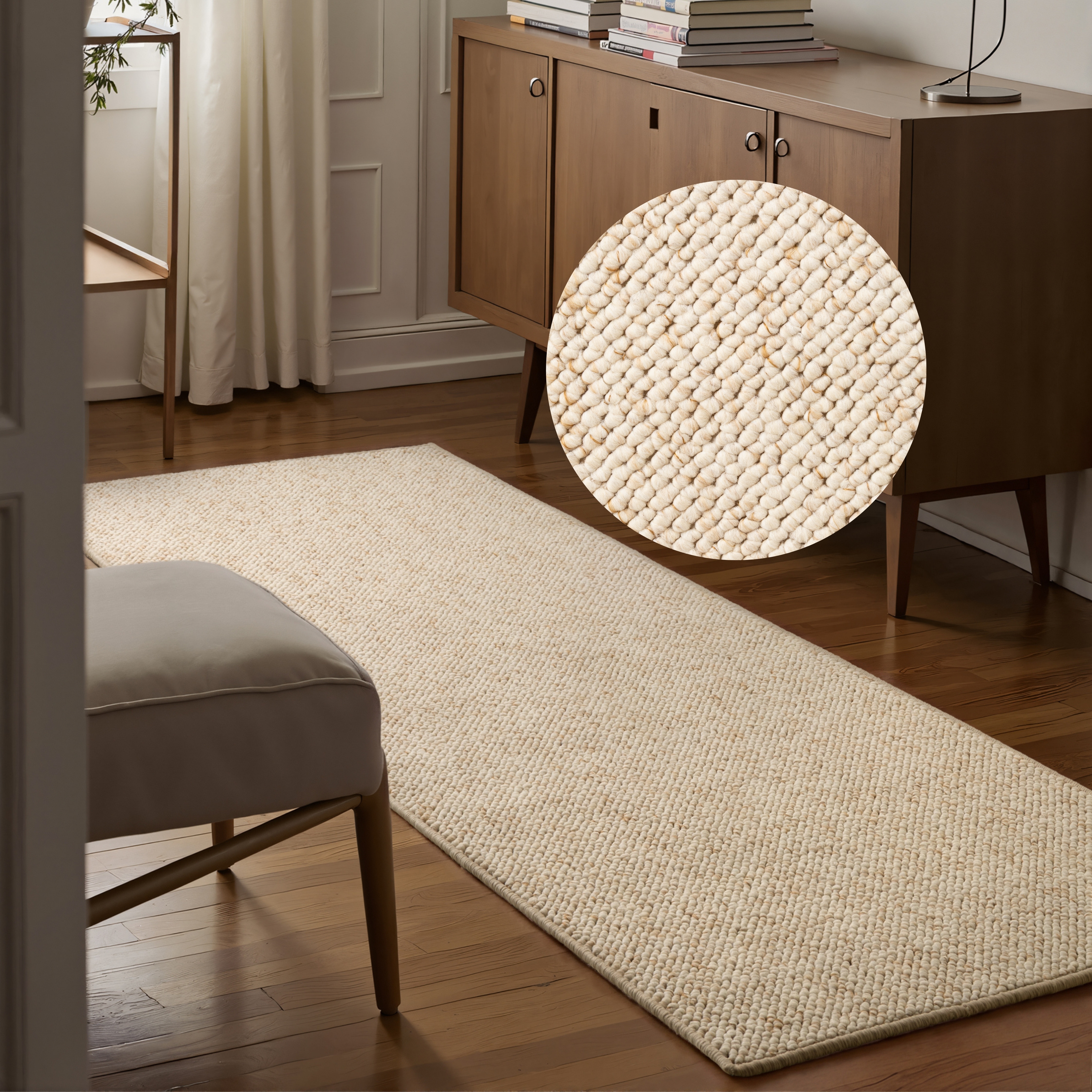 HANSE Home "Wolly 2" rechteckig 12 mm Höhe Flachgewebe, Läufer, Skandi, Woll-Optik, Esszimmer, Wohnzimmer, Flur