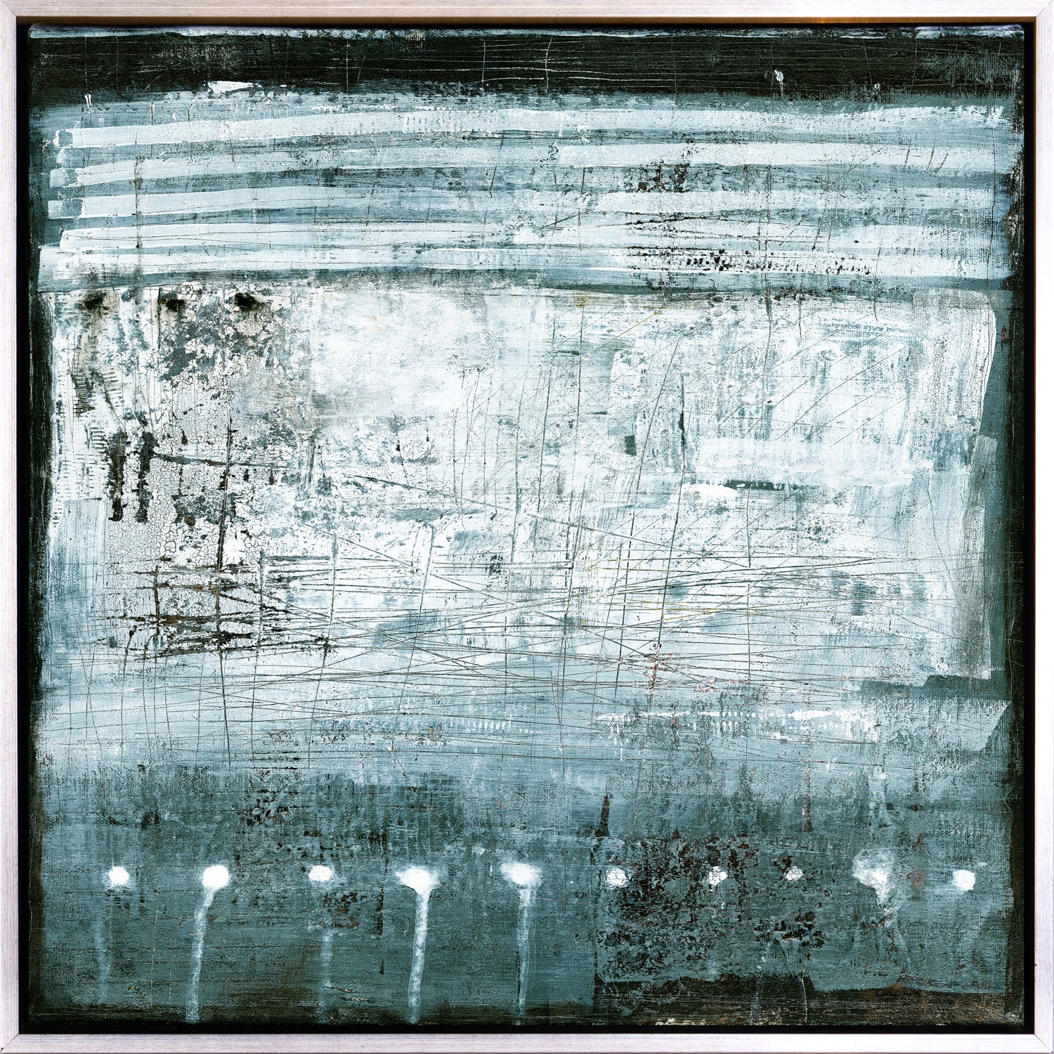 queence Leinwandbild »Abstrakt Türkis«, Abstrakt-Abstrakte-Kunst-Modern, mit einem Schattenfugenrahmen veredelt