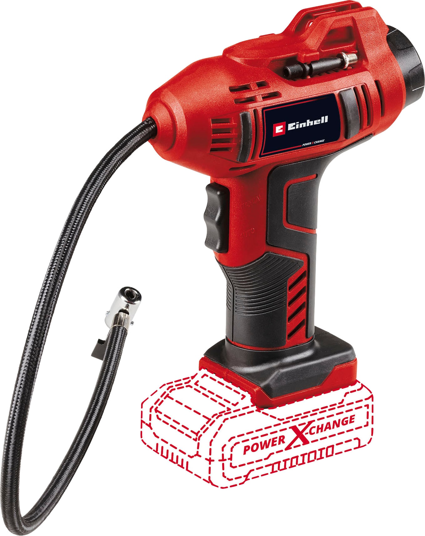 Einhell Akku-Handkompressor "CE-CC 18 Li-Solo", (Set, 5 tlg.), Inklusive 3-teiligem Adapter-Set, ohne Akku, ohne Ladeger