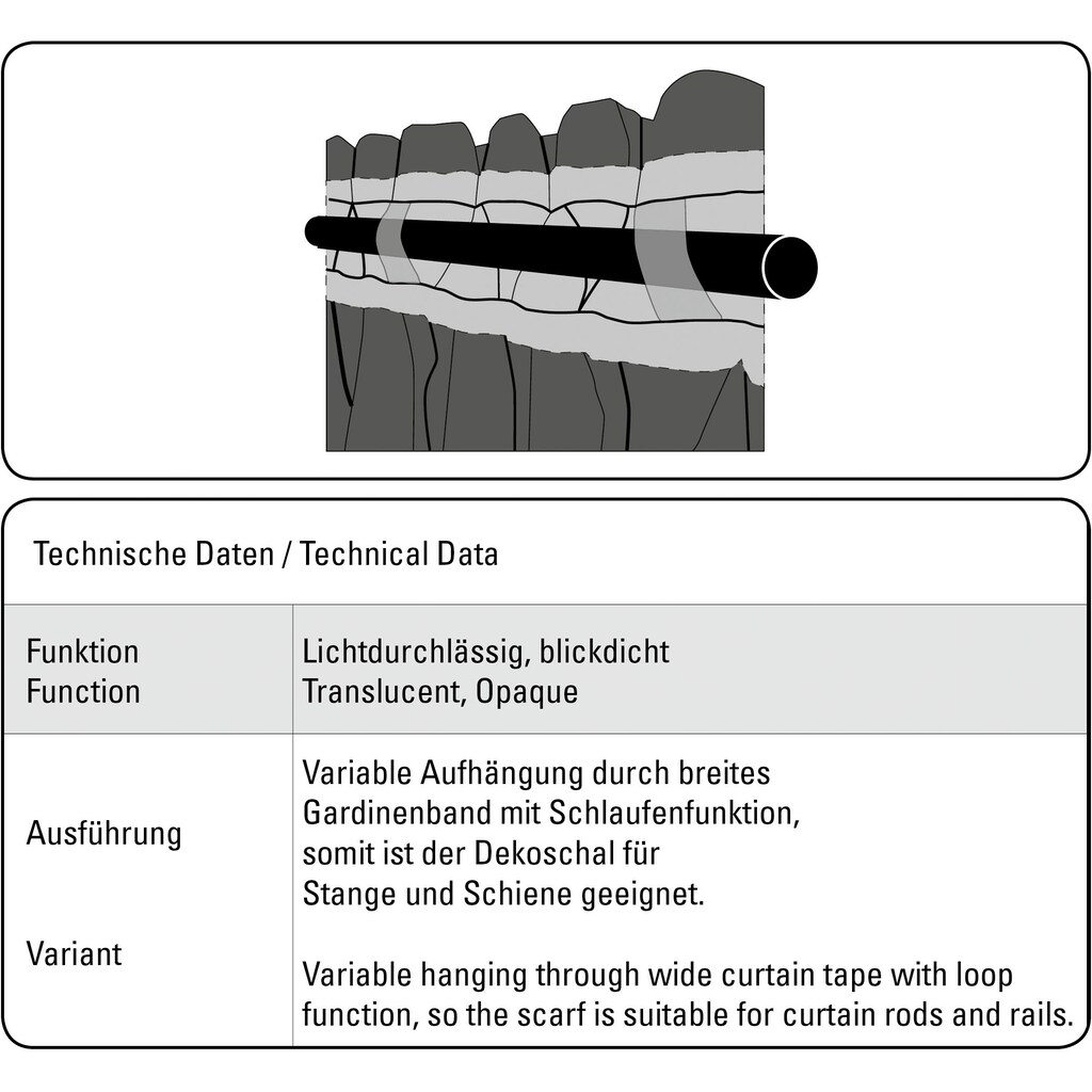 GARDINIA Gardine »Schal mit Gardinenband, Jacquard Ranke«, (1 St.)