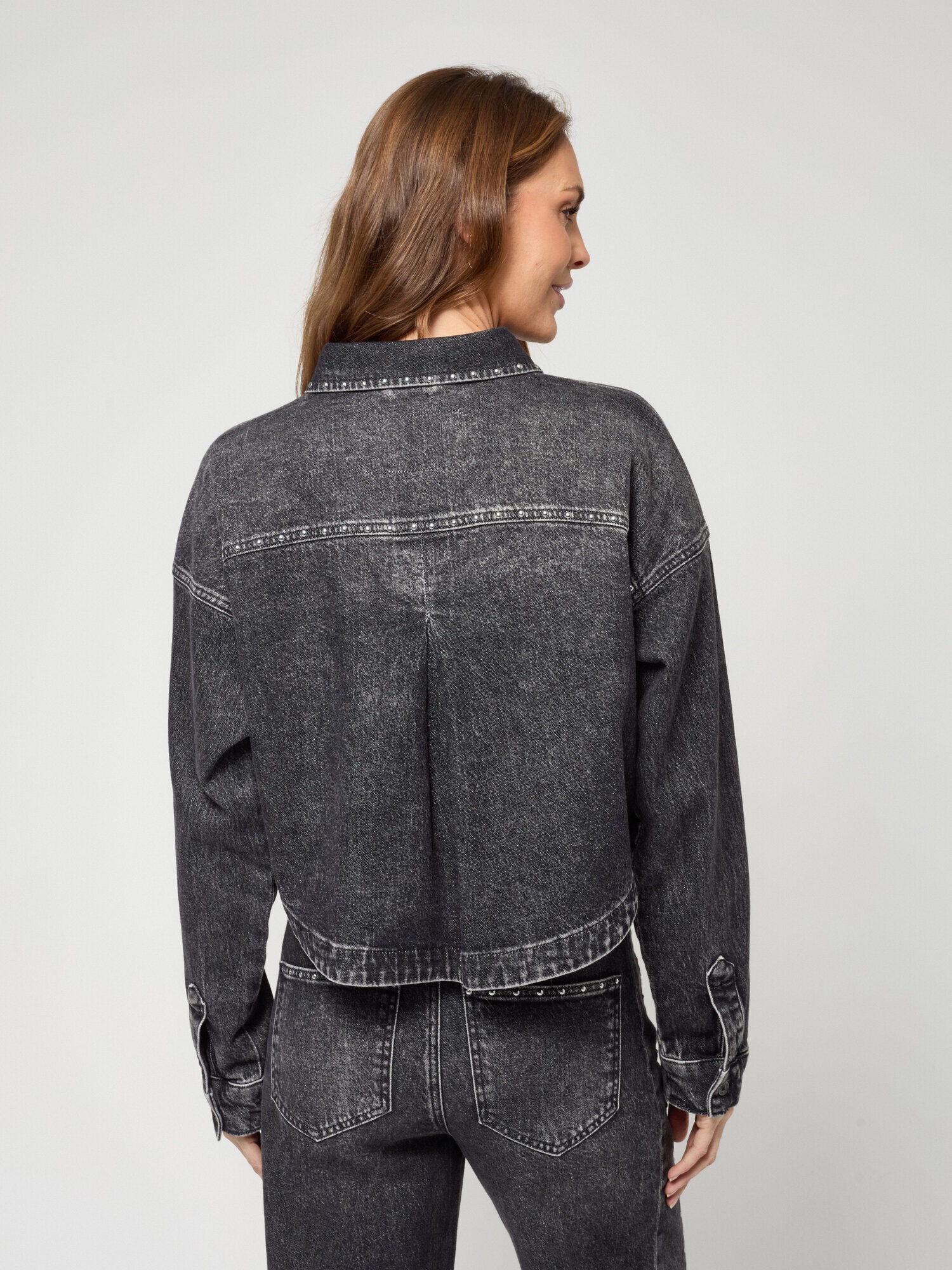 GANG Jeansjacke »94LUNA CROPPED« ohne Kapuze mit Hemdkragen
