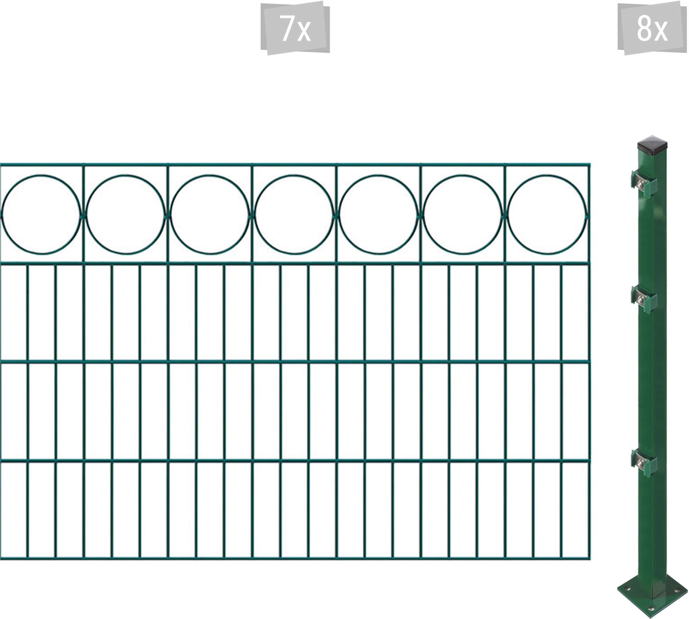 Arvotec Doppelstabmattenzaun "ESSENTIAL 80 zum Aufschrauben "Ring" mit Zierleiste", Zaunhöhe 80 cm, Zaunlänge 2 - 60 m