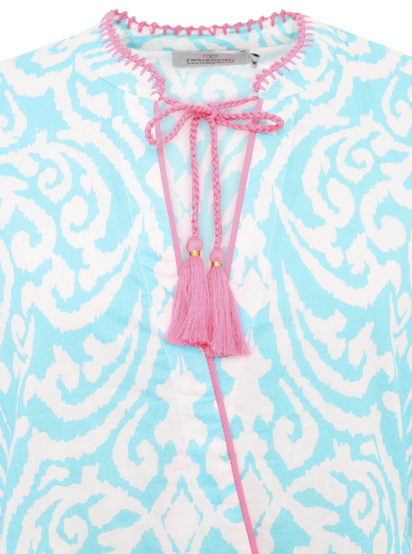 Thumbnail - Zwillingsherz Sommerkleid "Kleid "Ornamente"" Eingrifftaschen mit Tasseln, Trompeten Ärmeln und Eingriffstaschen