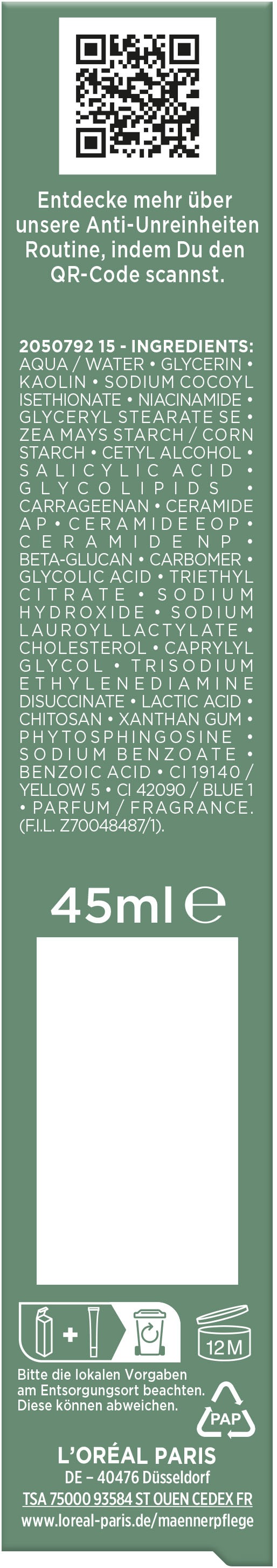 L'ORÉAL PARIS MEN EXPERT Pflegestift »L'Oréal Men Expert Derma Control S.O.S. 2in1 Anti-Pickel Paste«