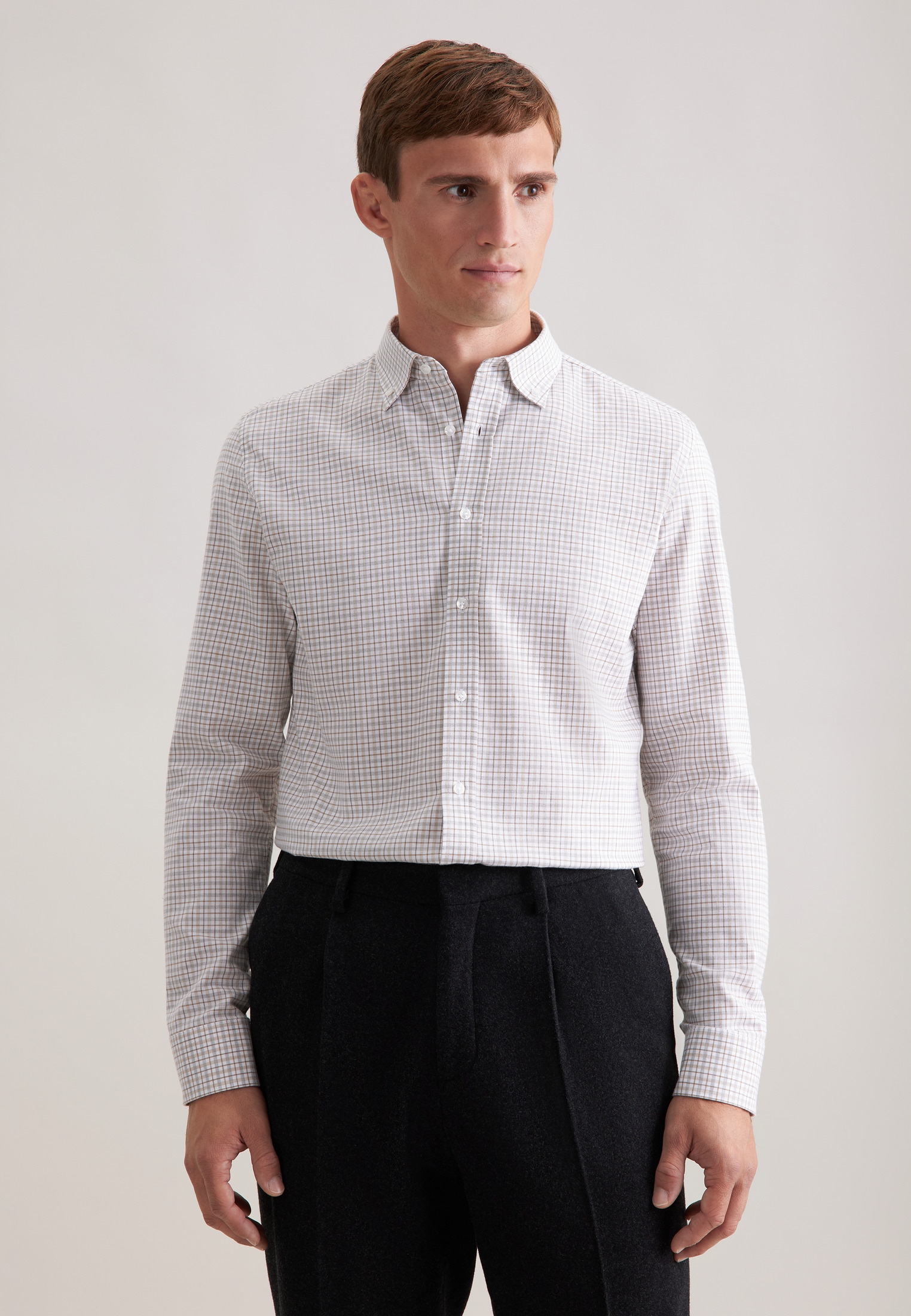 seidensticker Flanellhemd "Schwarze Rose" Slim 1/1 Button-Down-Kragen Karo günstig online kaufen