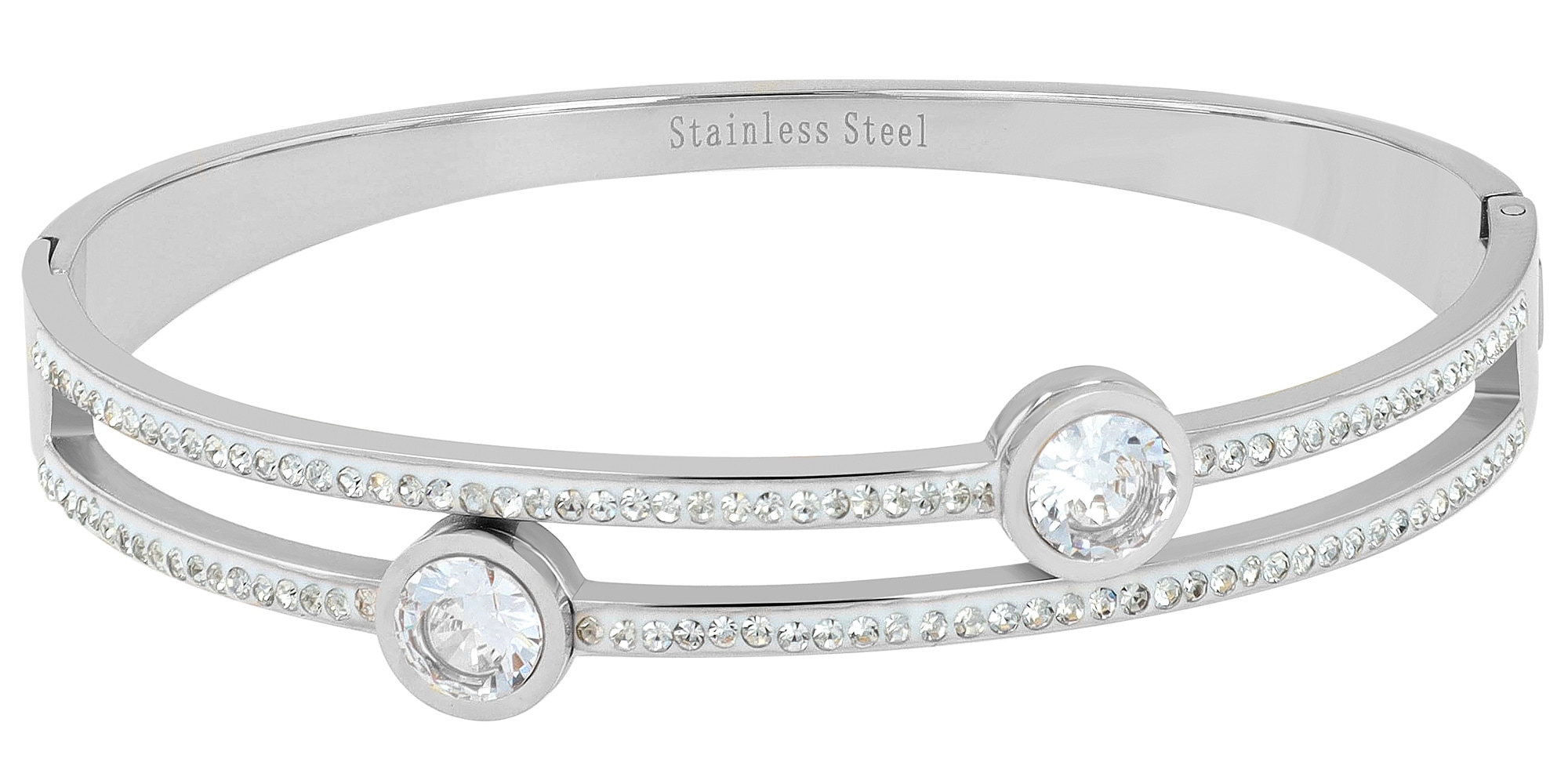 Adelia´s Armreif »Armband – Armreif aus Edelstahl mit Strass Steinchen Ø 6,0 cm cm« Ein kleines Geschenk mit großer Wirkung