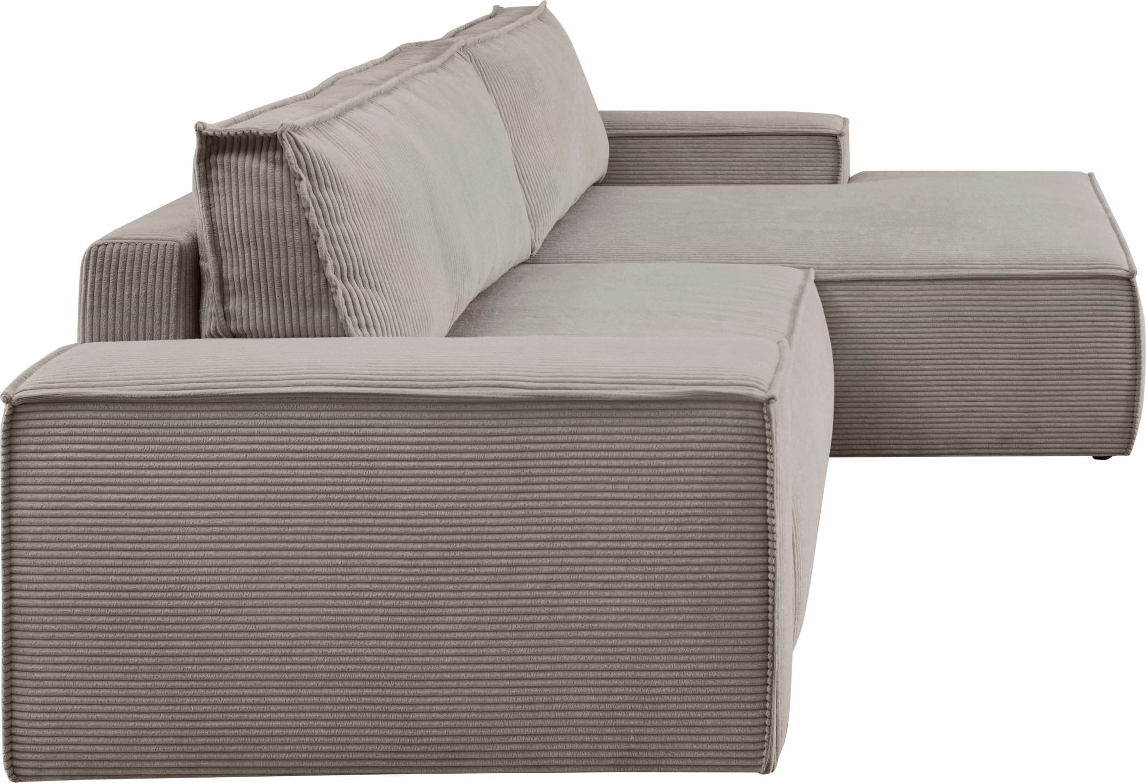 Home affaire Ecksofa »SHERWOOD Schlafsofa 267 cm, L-Form,« Schlaffunktion mit Bettkasten (210x136 cm), Cord, Vintage, Samtvelours