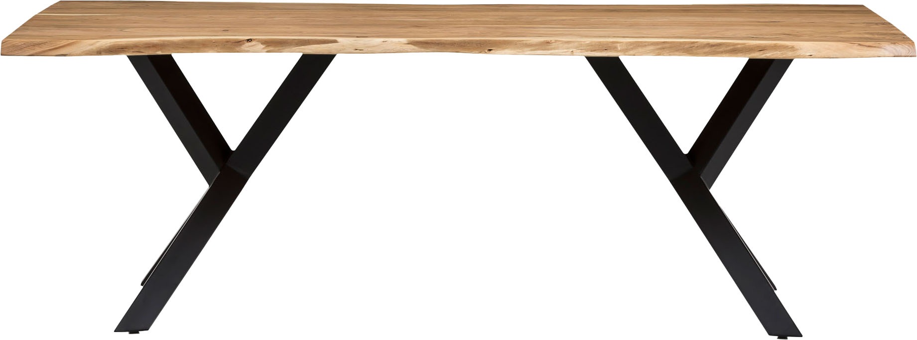 Esstisch SALESFEVER "Designertisch für Mahlzeiten", beige (natur, schwarz, schwarz, natur), B:220cm H:76,5cm T:110cm, Akazienholz, Metall, Tische, Esstisch, Massivholz geölt und zweifach gewachst 3