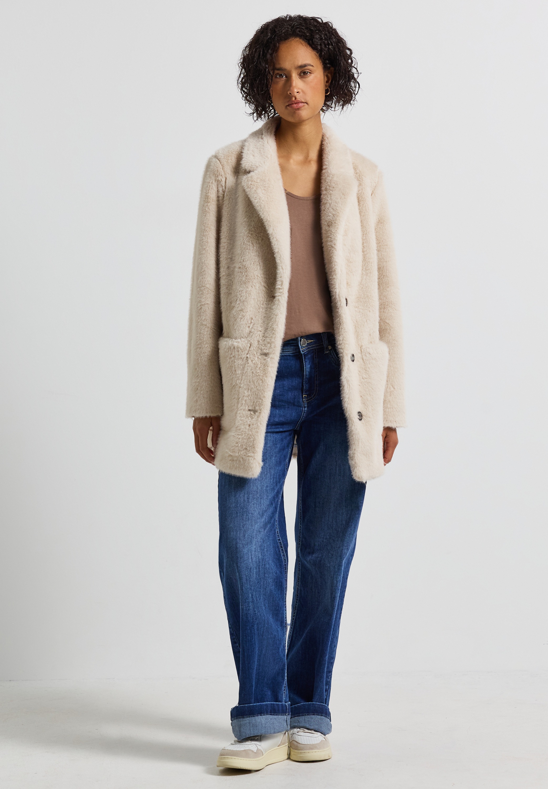 Street One Damen Fellimitatjacke Beige Größe 40 2