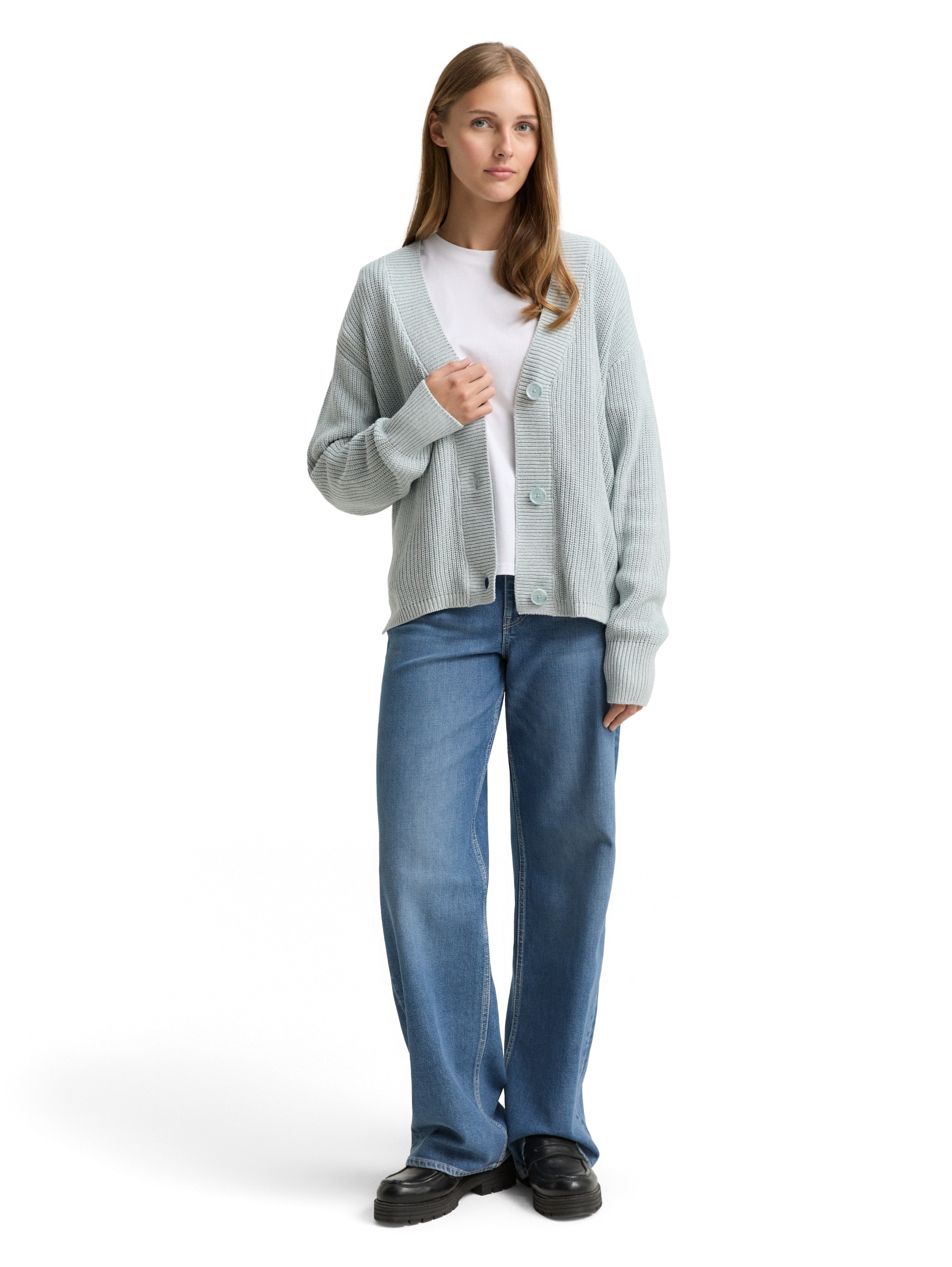 TOM TAILOR Denim Cardigan, mit Strickstruktur und Knopfleiste
