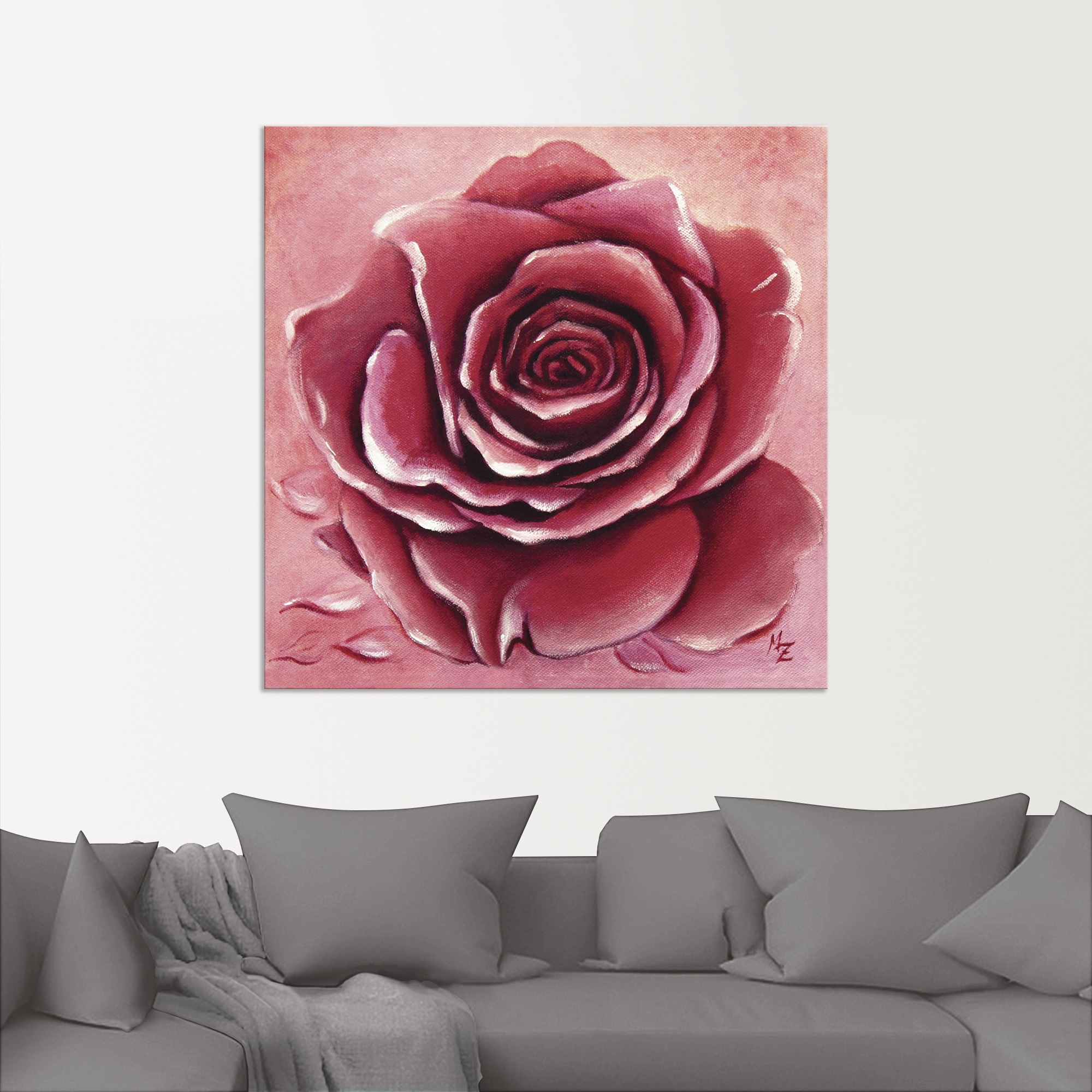 Artland Wandbild »Rote Rose handgemalt«, Blumen, (1 St.), als Alubild, Outdoorbild, Leinwandbild, Wandaufkleber, versch. Größen