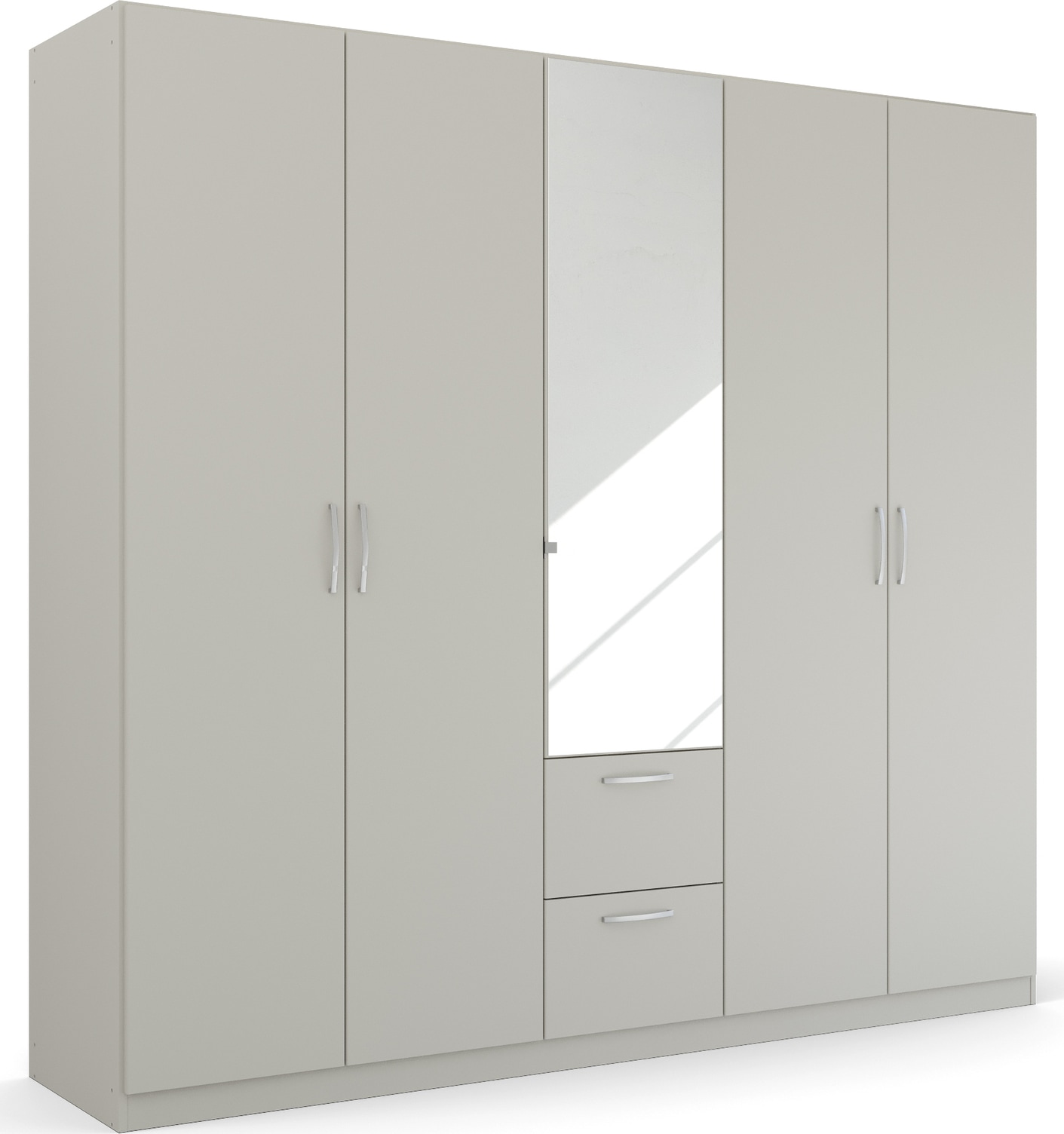 rauch Drehtürenschrank "Kleiderschrank Schrank Garderobe Ankleide PURE BY QUADRA SPIN" Breiten: 181/226/271 cm, Höhe 210 cm, mit Spiegel, in puristischem Design, Griffe alufarben MADE IN GERMANY