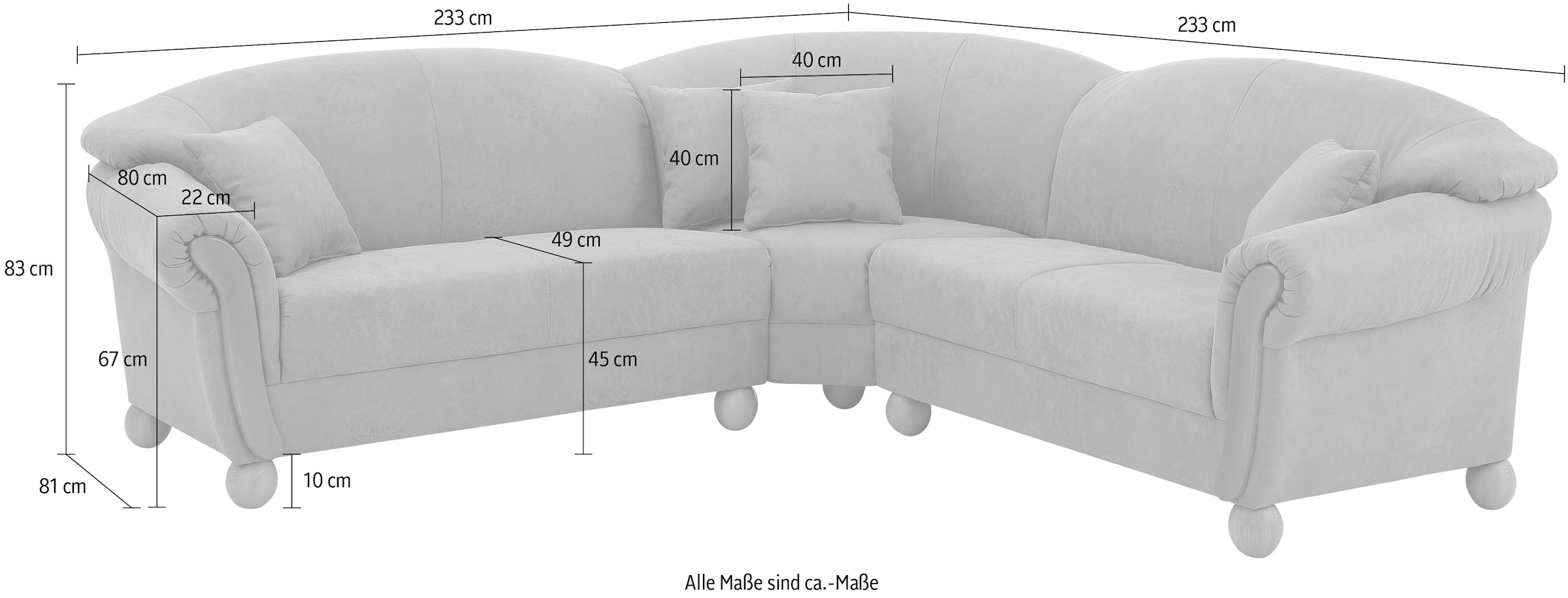 Home affaire Ecksofa »Milano Vintage, L-Form«, mit Federkern, Bezug in Vintageoptik, incl. 4 Zierkissen