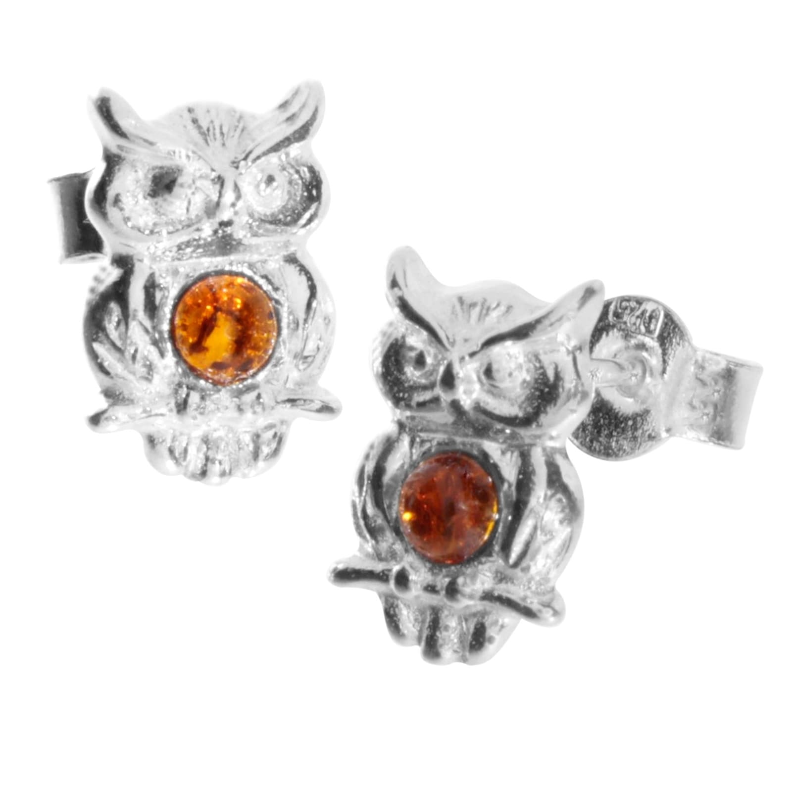 Paar Ohrstecker OSTSEE-SCHMUCK "- Uhu - Silber 925/000 - Bernstein" Gr. 12, silber (silber 925, silberfarben, weiß), Ohrringe, Damen, Silber 925 (Sterlingsilber) 4