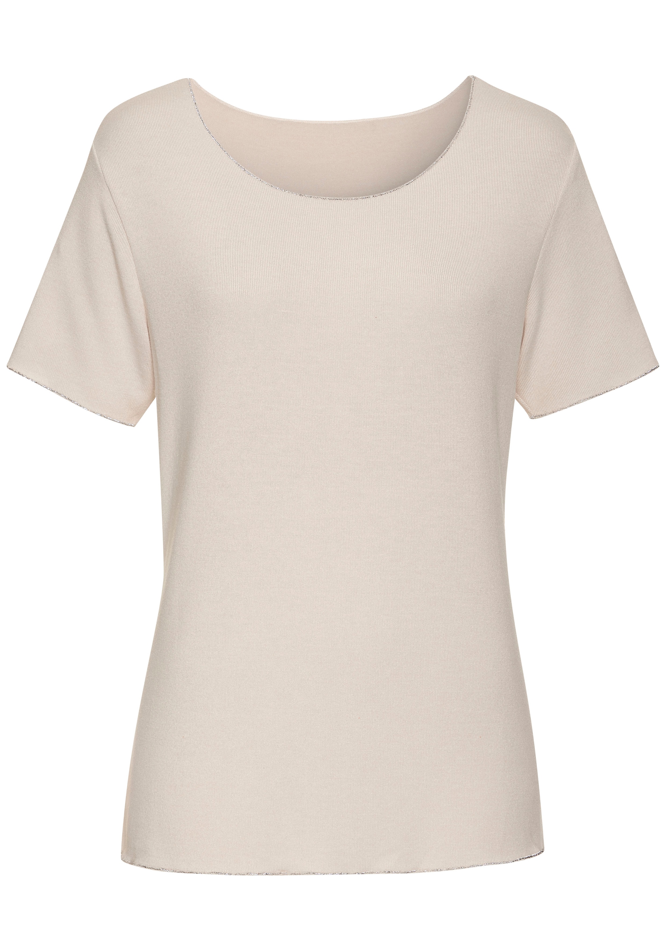 LASCANA Rundhalsshirt »mit feiner Glitzereinfassung«, aus weichem Viskose-Feinstrick