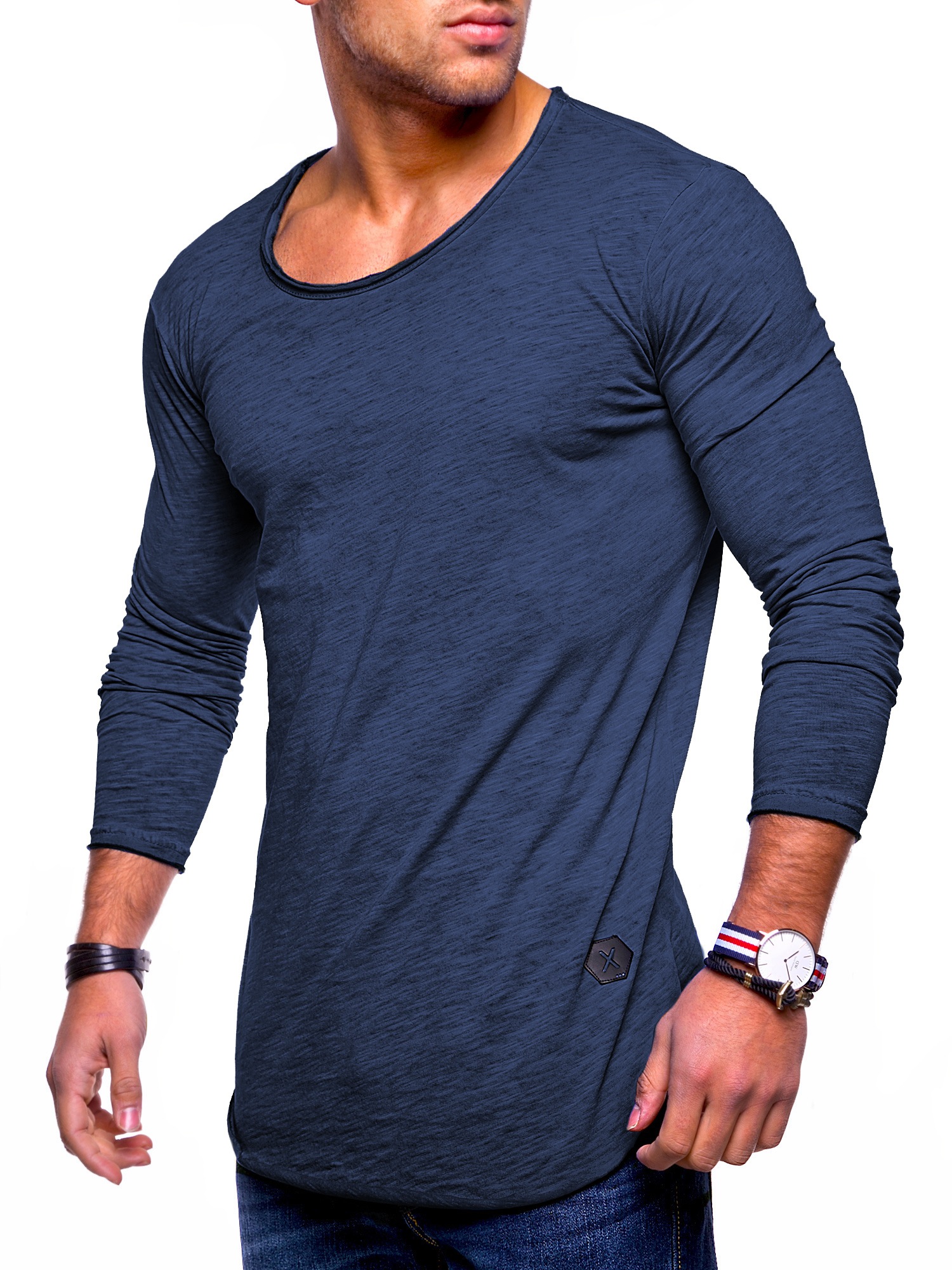 behype Langarmshirt "Dust L/S", mit weitem Halsausschnitt