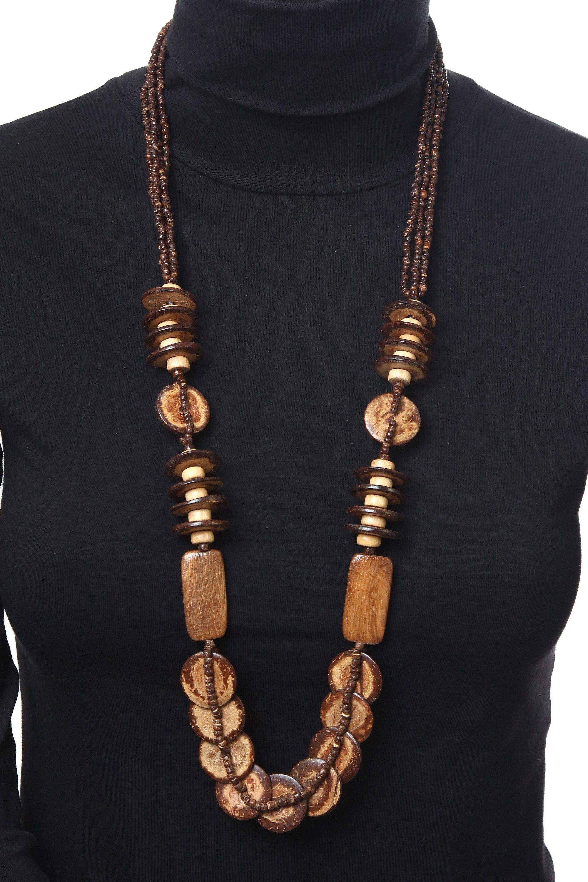 COLLEZIONE ALESSANDRO Lange Kette »Wanja«, mit Holzplättchen