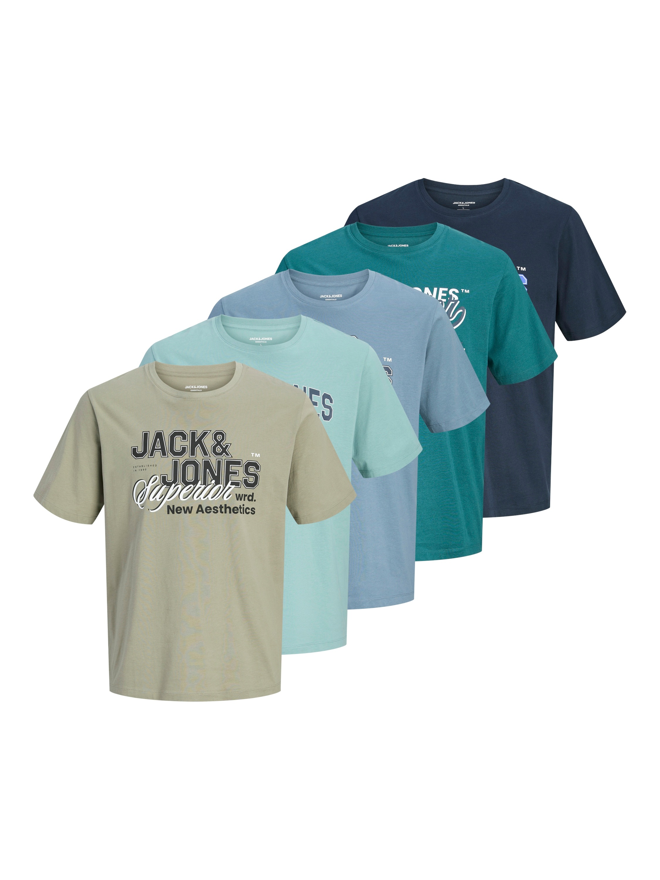 Jack & Jones Rundhalsshirt "JJELOGO TEE SS O-NECK 2 COL SS26 5PK MP" Packun günstig online kaufen