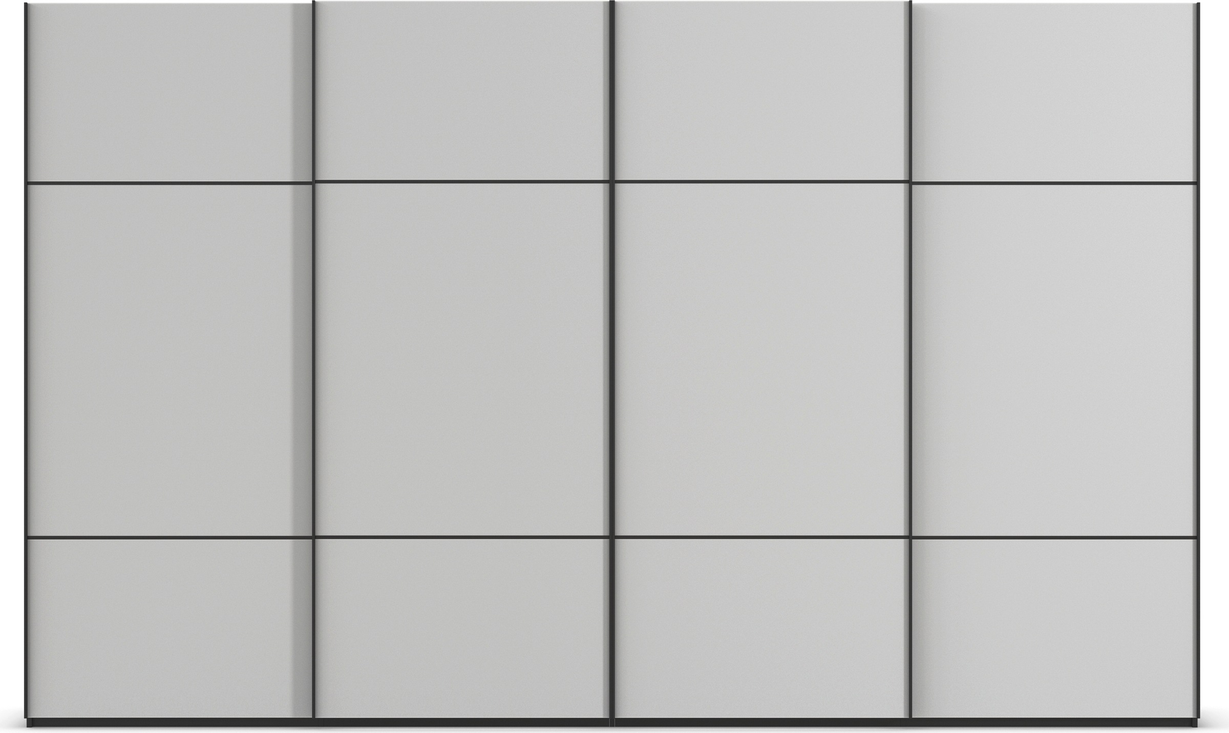 rauch Schwebetürenschrank »Kleiderschrank Schrank Garderobe Schlafzimmerschrank SCALE-TRIO«, edle dreigeteilte Front mit 2 Zierleisten Glasfront MADE IN GERMANY