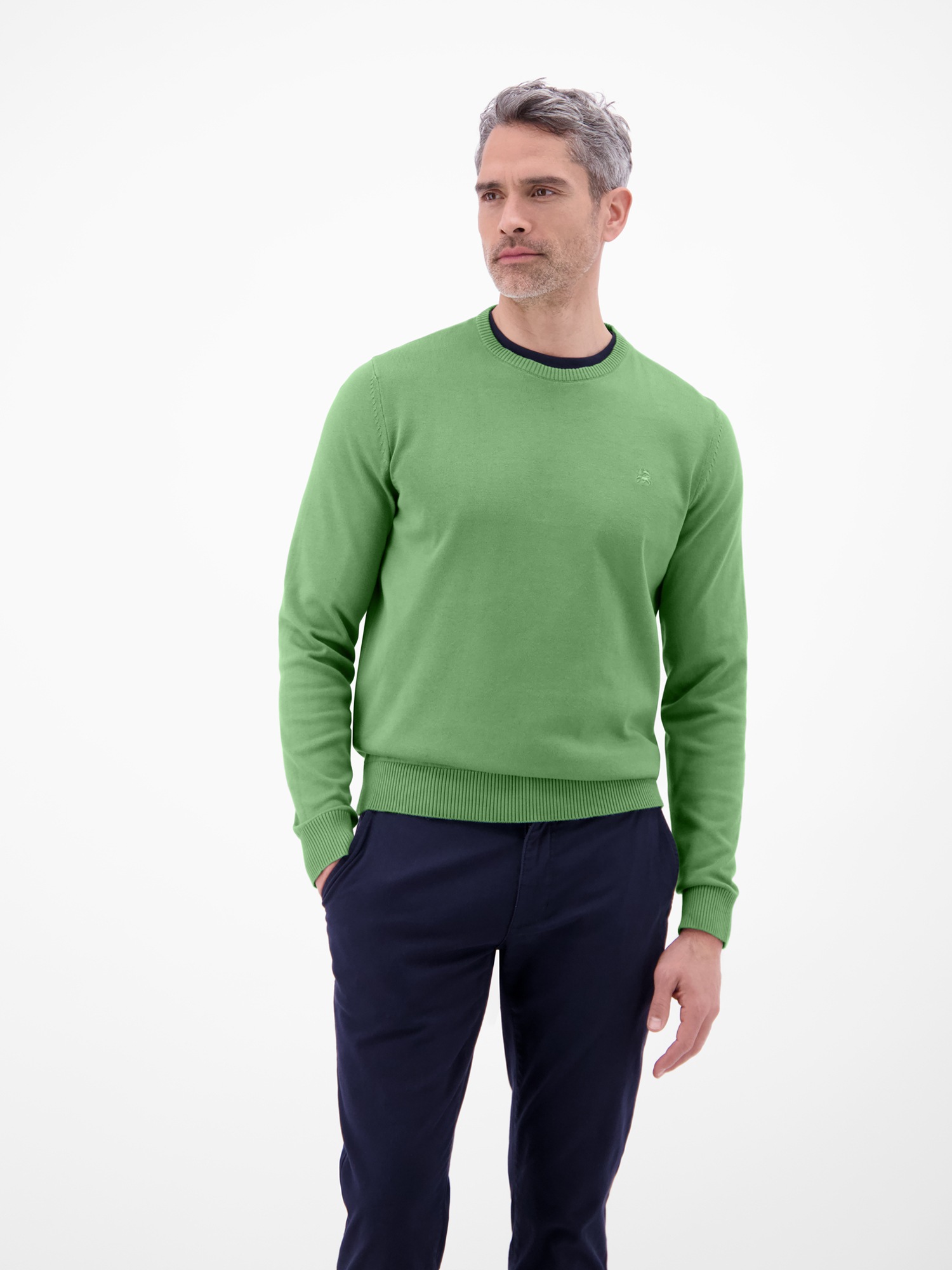 Strickpullover LERROS "Crewneck Strickpullover", Herren, Gr. XXL, sage grün, 100% Baumwolle, Pullover Strickpullover, Weicher Strick-Pullover, Rundhalsausschnitt, lange Ärmel, pflegeleicht 2