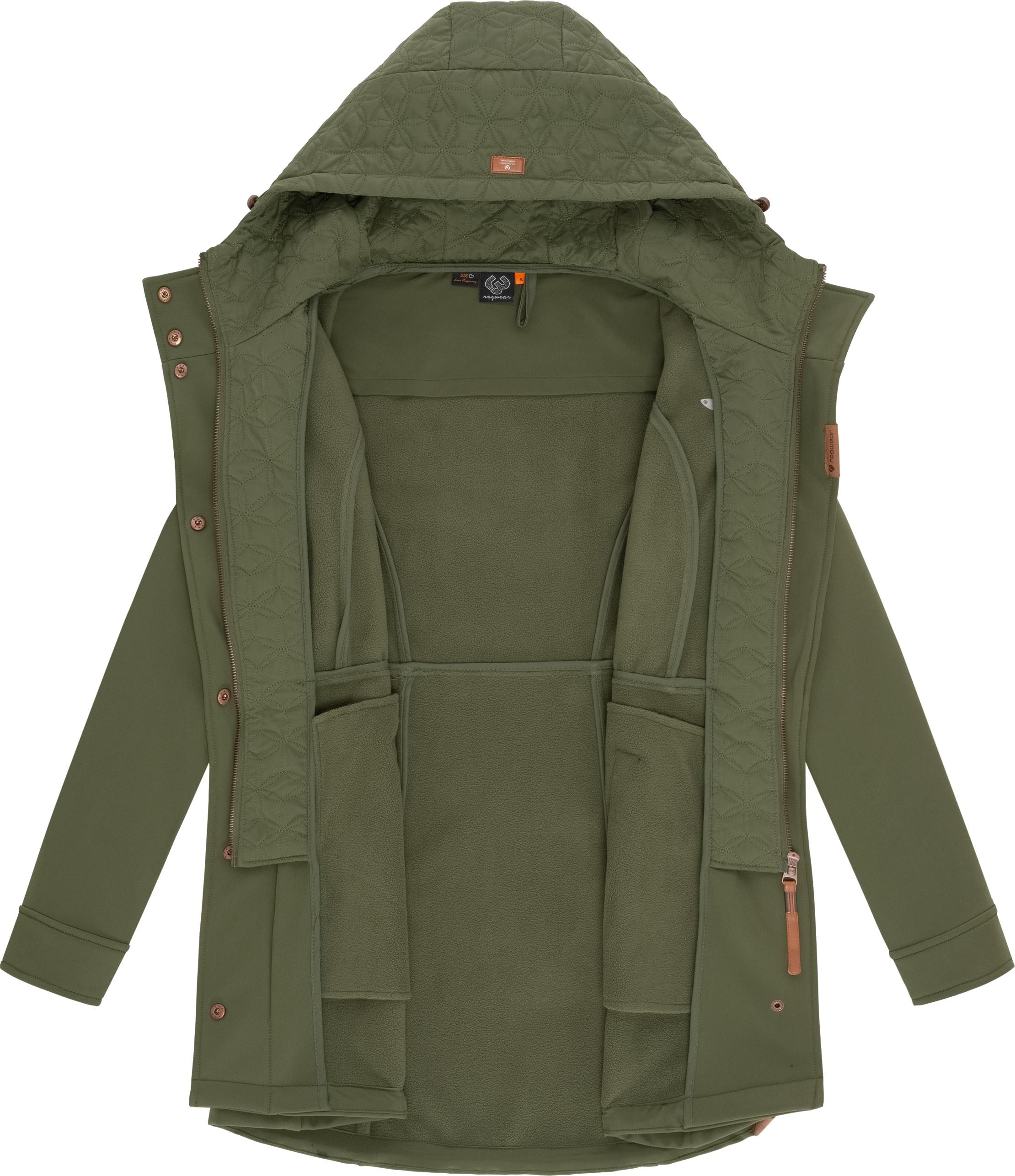 Ragwear Softshellmantel »Ybela«, sportliche, gefütterte Outdoorjacke mit Kapuze