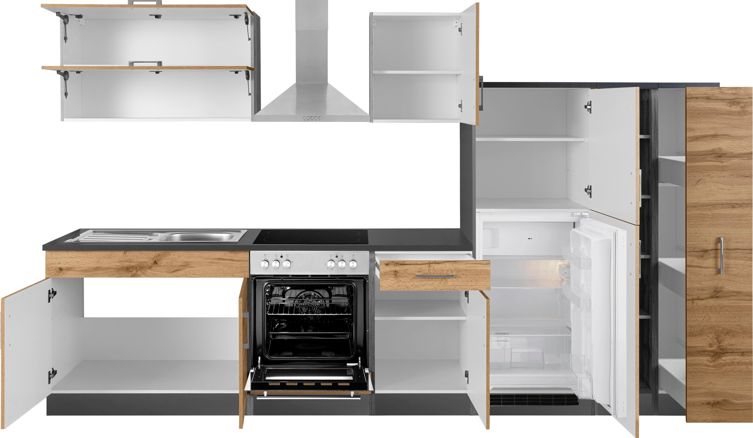 KOCHSTATION Küchenzeile »KS-Colmar«, mit E-Geräten, Breite 330 cm