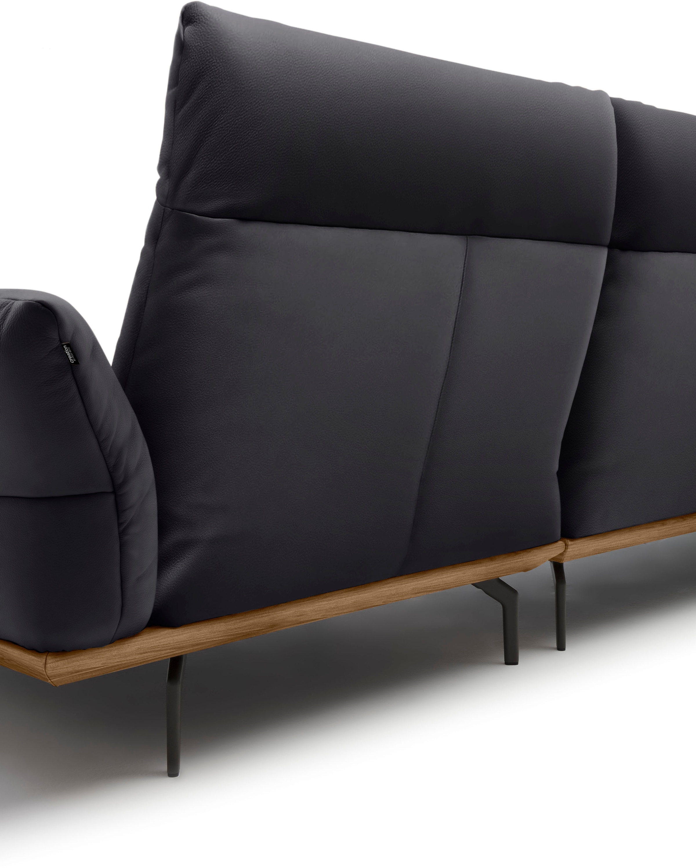 Creation BY ROLF BENZ Ecksofa »hs.460«, Sockel in Nussbaum, Winkelfüße in Umbragrau, Breite 298 cm