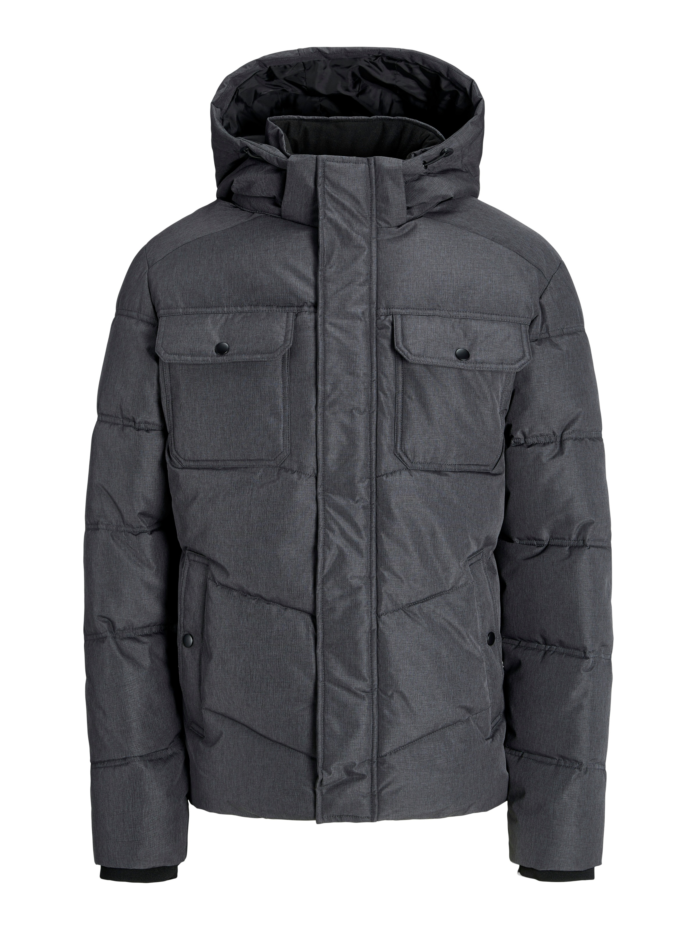 Steppjacke JACK & JONES "JJMORGAN PUFFER JACKET", Herren, Gr. XL, grau (dunkelgrau melange), Web, Obermaterial: 100% Polyester, meliert, regular fit normal, Jacken Steppjacke 3