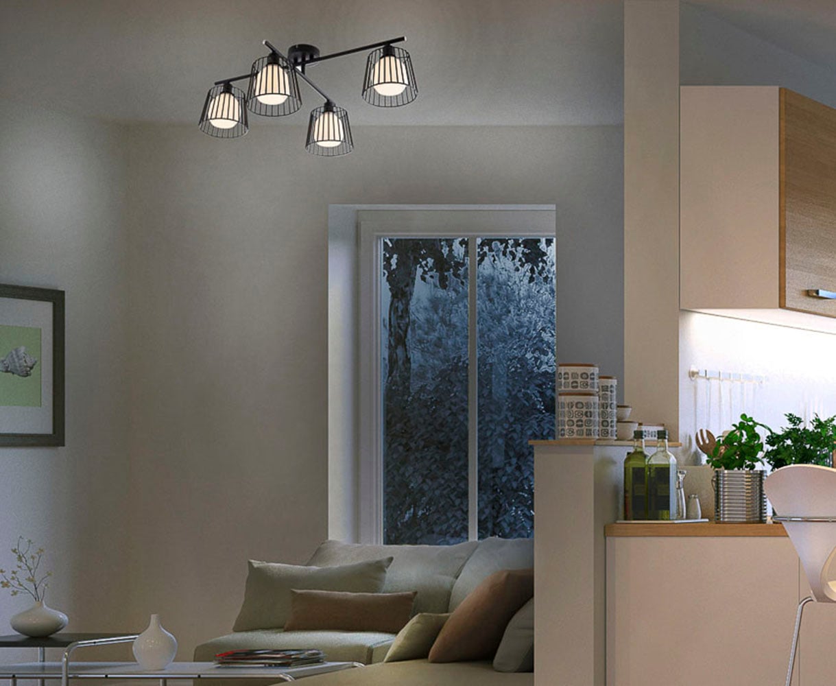 NOWA Deckenleuchte »PRISO«, Leuchtmittel E14 | ohne Leuchtmittel, Deckenlampe, Glas, Wohnzimmer, Flur, Esszimmer