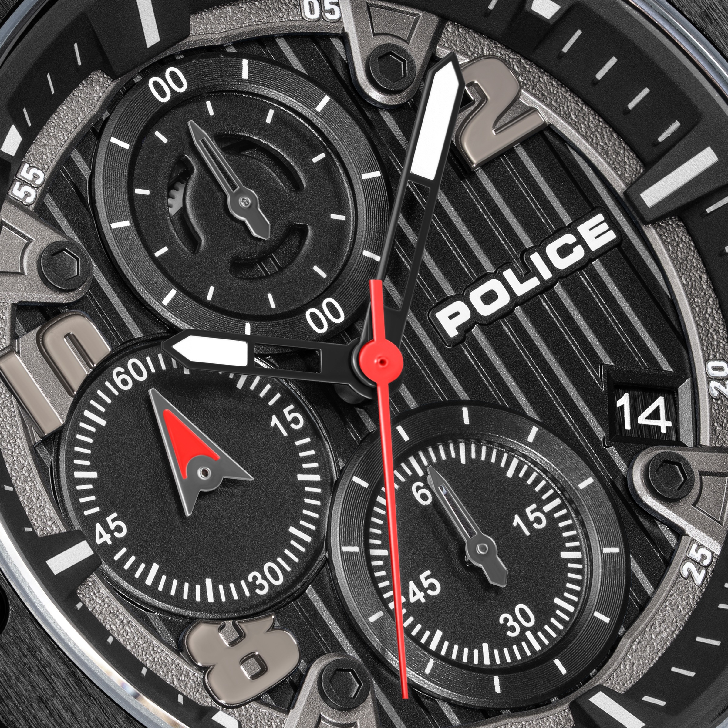 Police Chronograph »Clout Orb« Quarzuhr, Armbanduhr, Herrenuhr, Silikonarmband, analog, Tag