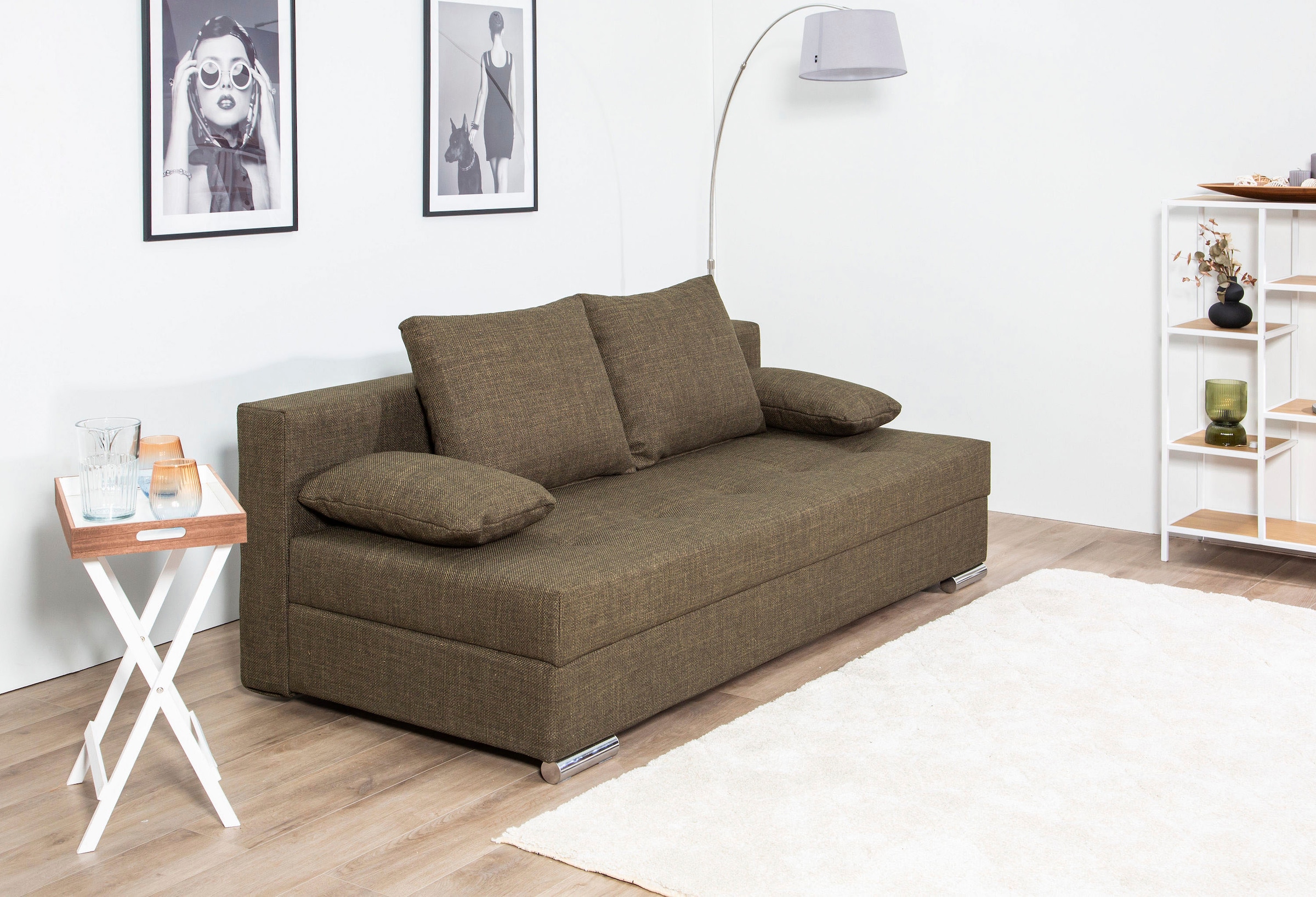COLLECTION AB Schlafsofa »Tania mit Bettfunktion und Bettkasten«, komfortabler Sitzkomfort: Federkern-Polsterung, inklusive Rückenkissen