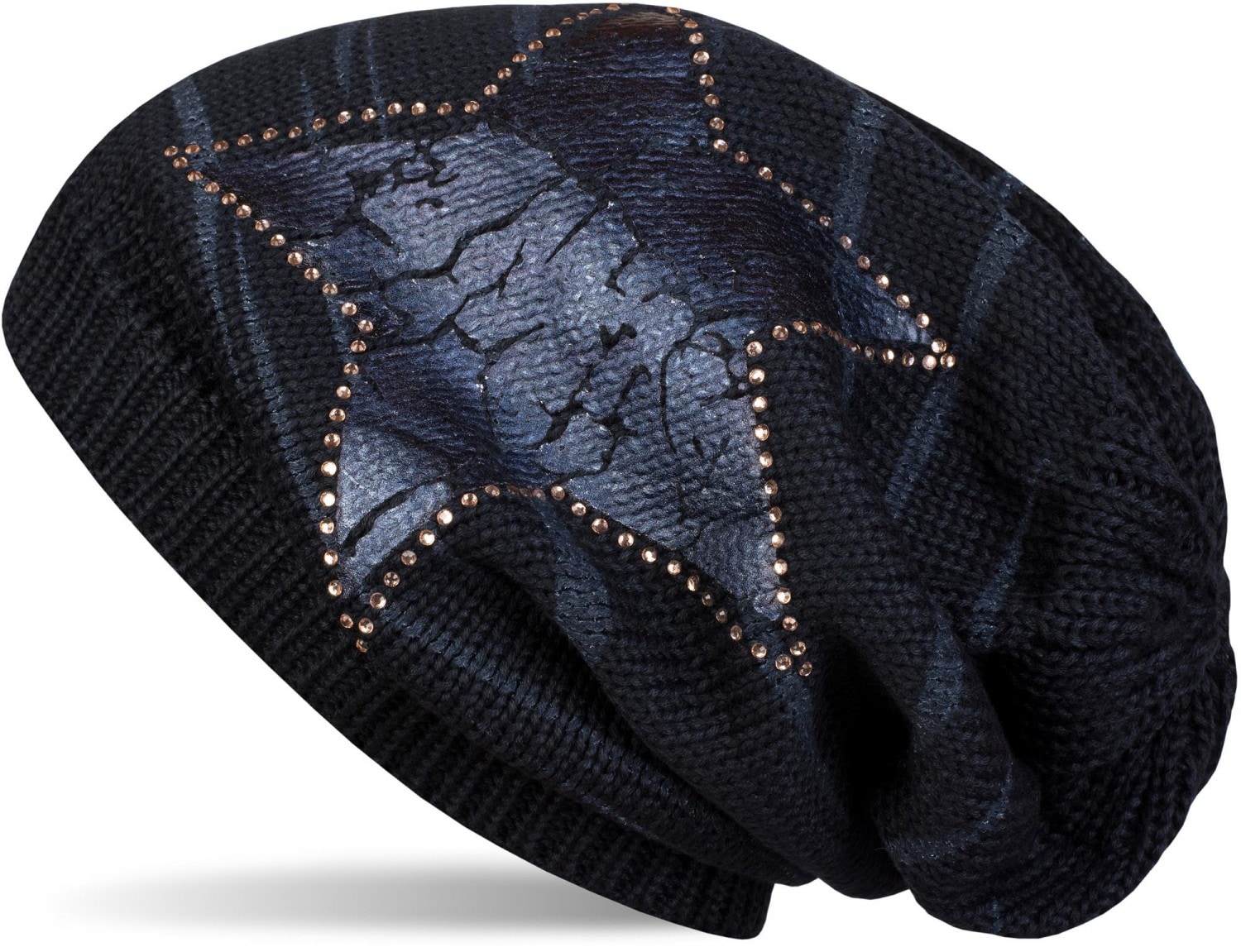 styleBREAKER Strickmütze »Feinstrick Beanie mit Stern und Strass« 1 Stk.