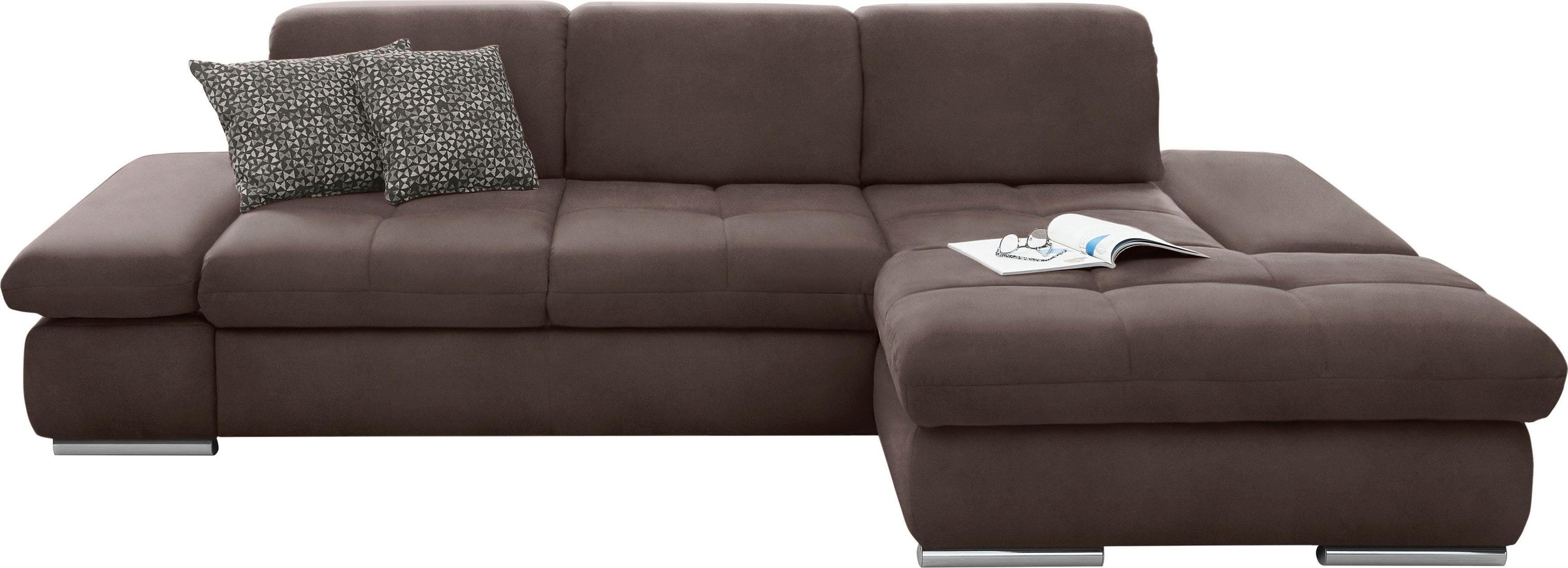 set one by Musterring Ecksofa »SO4100 V«, mit verstellbaren Kopfteilen, wahlweise mit Funktionen, Cord-Bezug
