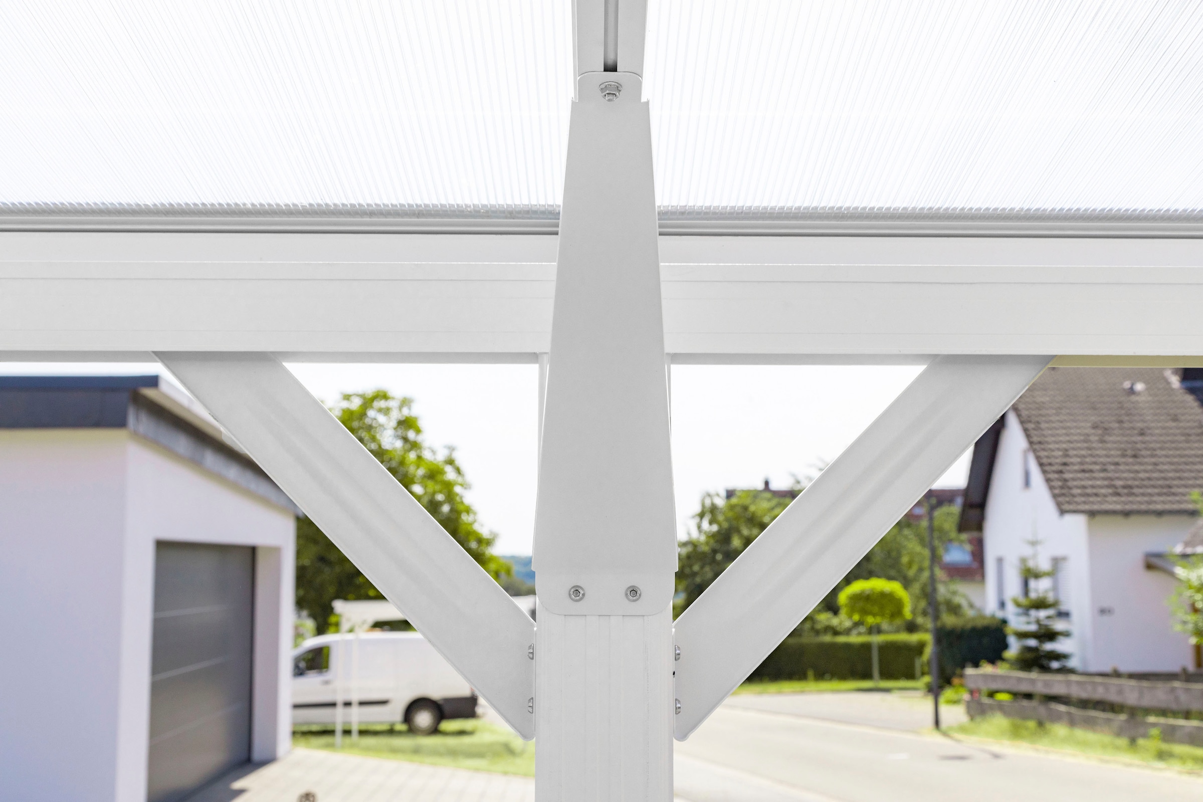 WESTMANN Einzelcarport »Flachdach«, Aluminium, 280 cm, Weiß, aus Aluminium,  inkl. Regenrinne und Schrauben-Kit per Rechnung | BAUR