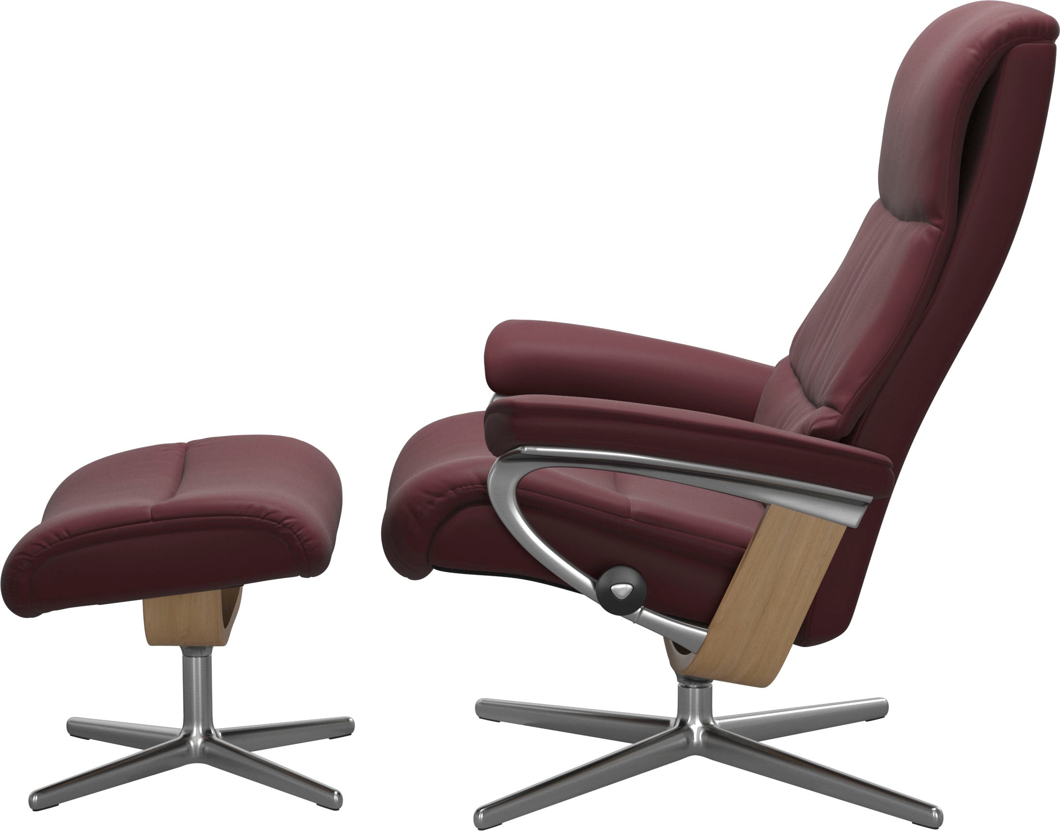 Stressless® Relaxsessel »View«, (Set, Relaxsessel mit Hocker), mit Hocker, mit Cross Base, Größe S, M & L, Holzakzent Eiche