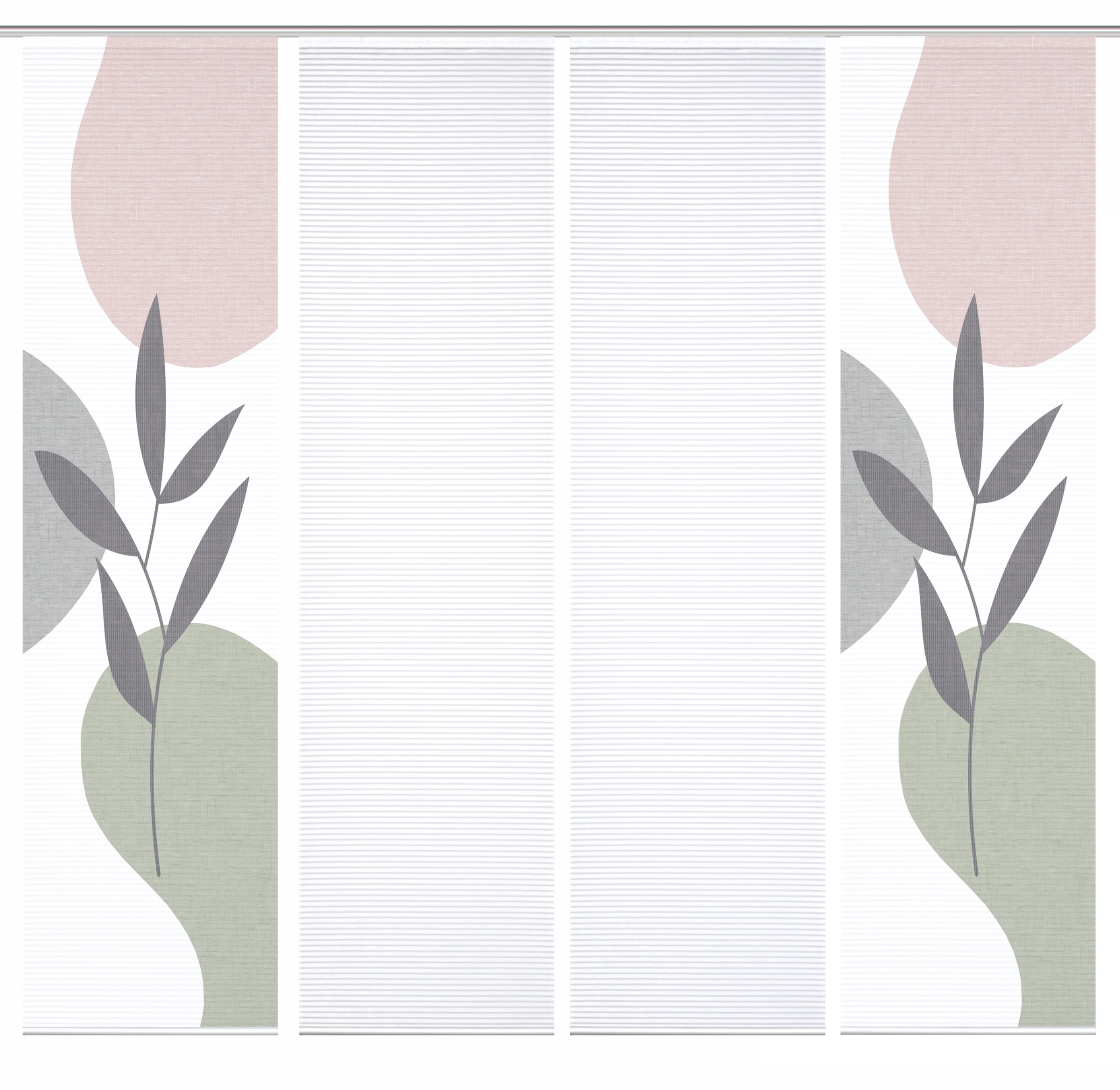 Thumbnail - HOME in green Schiebegardine "FRONDA" Paneelwagen 4 Stk. tlg. SET DIGITALDRUCK,BAMBUSOPTIK RECYCELT