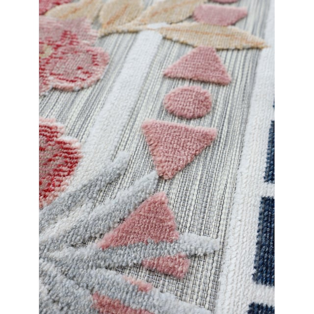 carpetfine Teppich »Deja 101«, rechteckig, robustes Flachgewebe, Motiv- Floral  Palmenblätter, Hoch-Tief Effekt auf Rechnung | BAUR