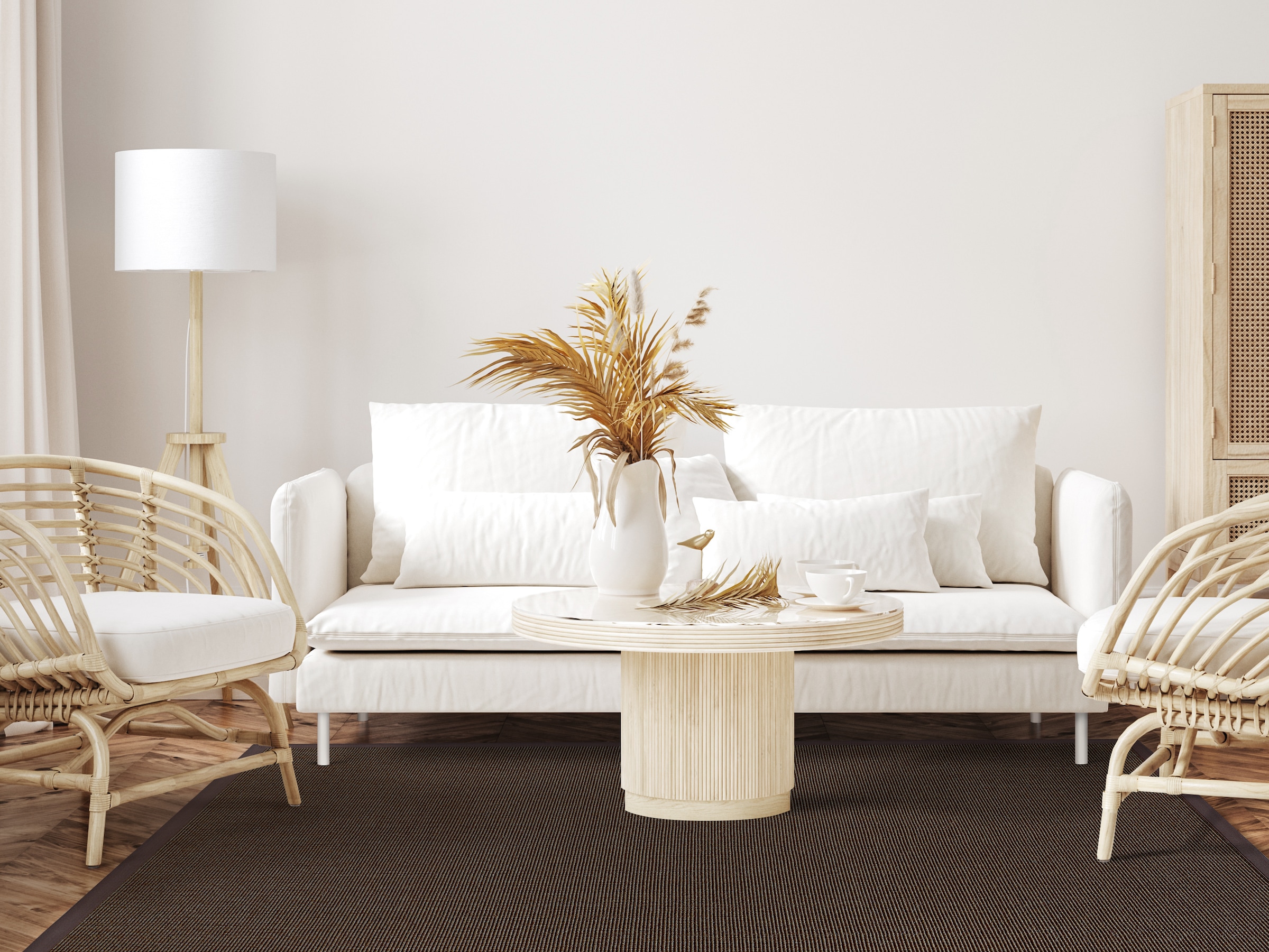 Sisalteppich DEKOWE "Mara S2 mit Bordüre", braun (mokka), B:160cm H:5mm L:230cm, Sisal, Teppiche, Sisalteppich, Flachgewebe, Material: 100% Sisal, Wohnzimmer, Kundenliebling