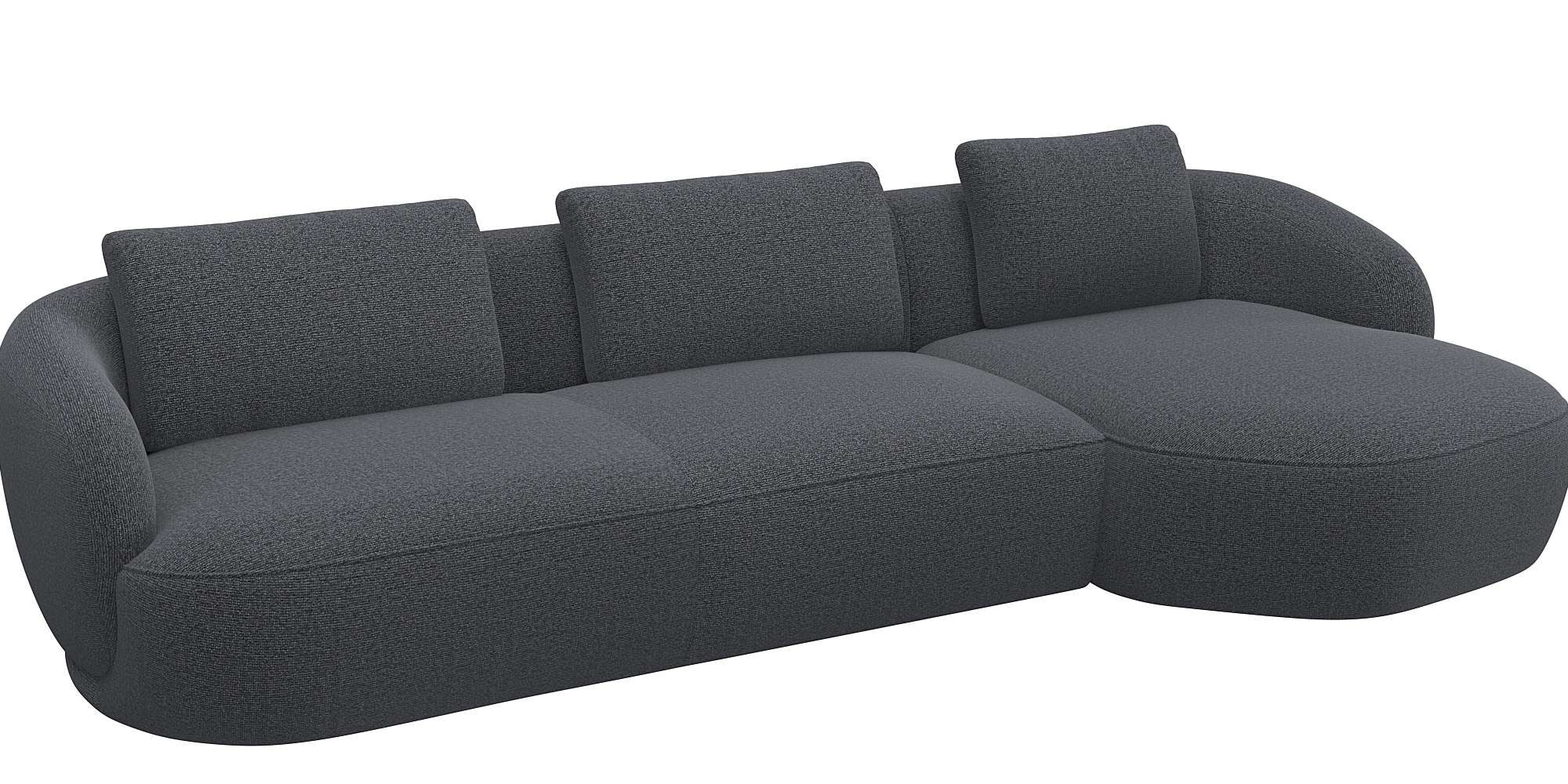 FLEXLUX Wohnlandschaft »Torino, rund, L-Form, Sofa-Ecke mit Recamiere, Longchair-Sofa« Modernes, organisches Sofa-Design, Kaltschaum, Wellenunterfederung