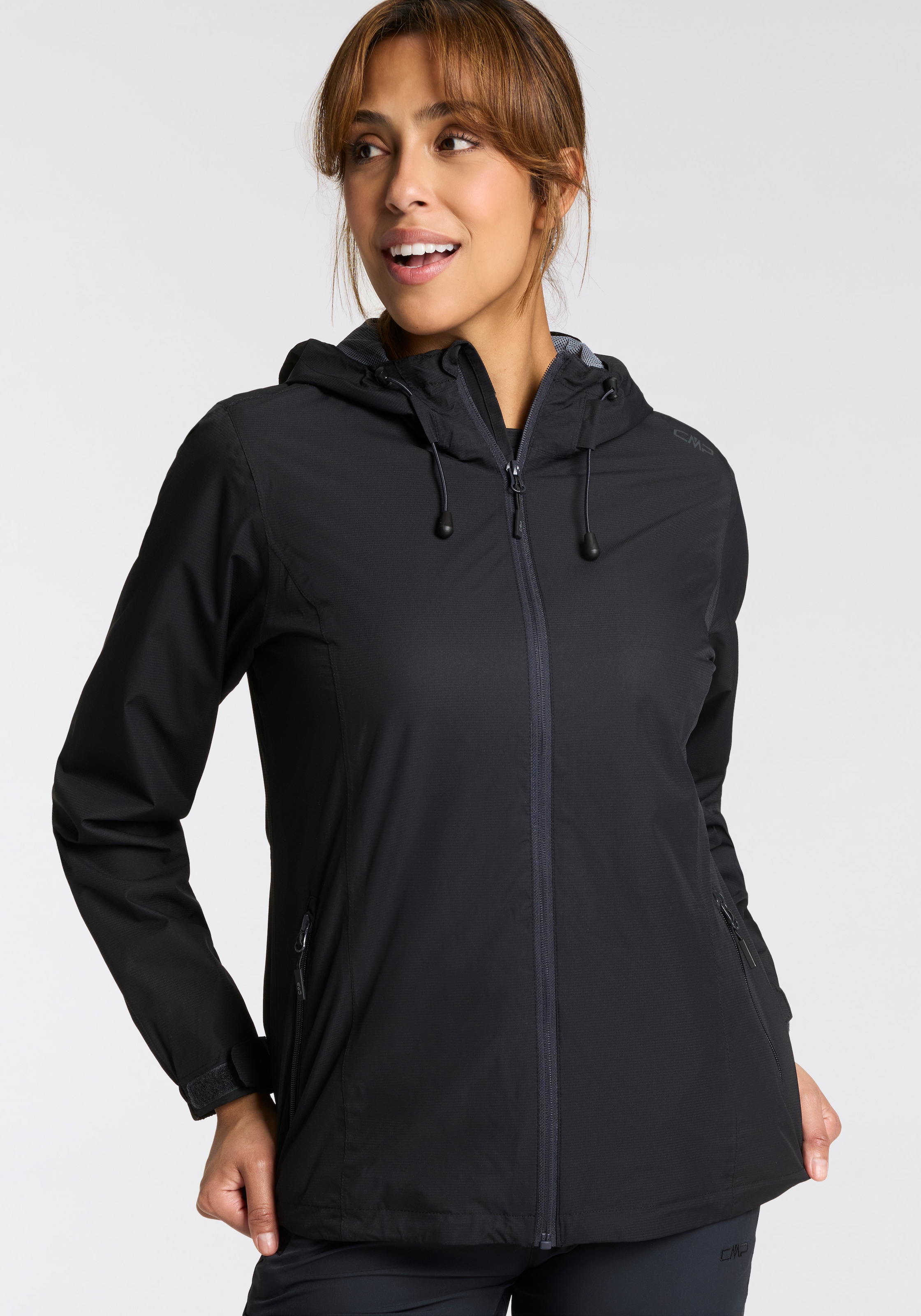 CMP Regenjacke "WOMAN JACKET FIXED HOOD" mit Kapuze mit Kapuze, wasserdicht, winddicht, atmungsaktiv, schnell trocknend
