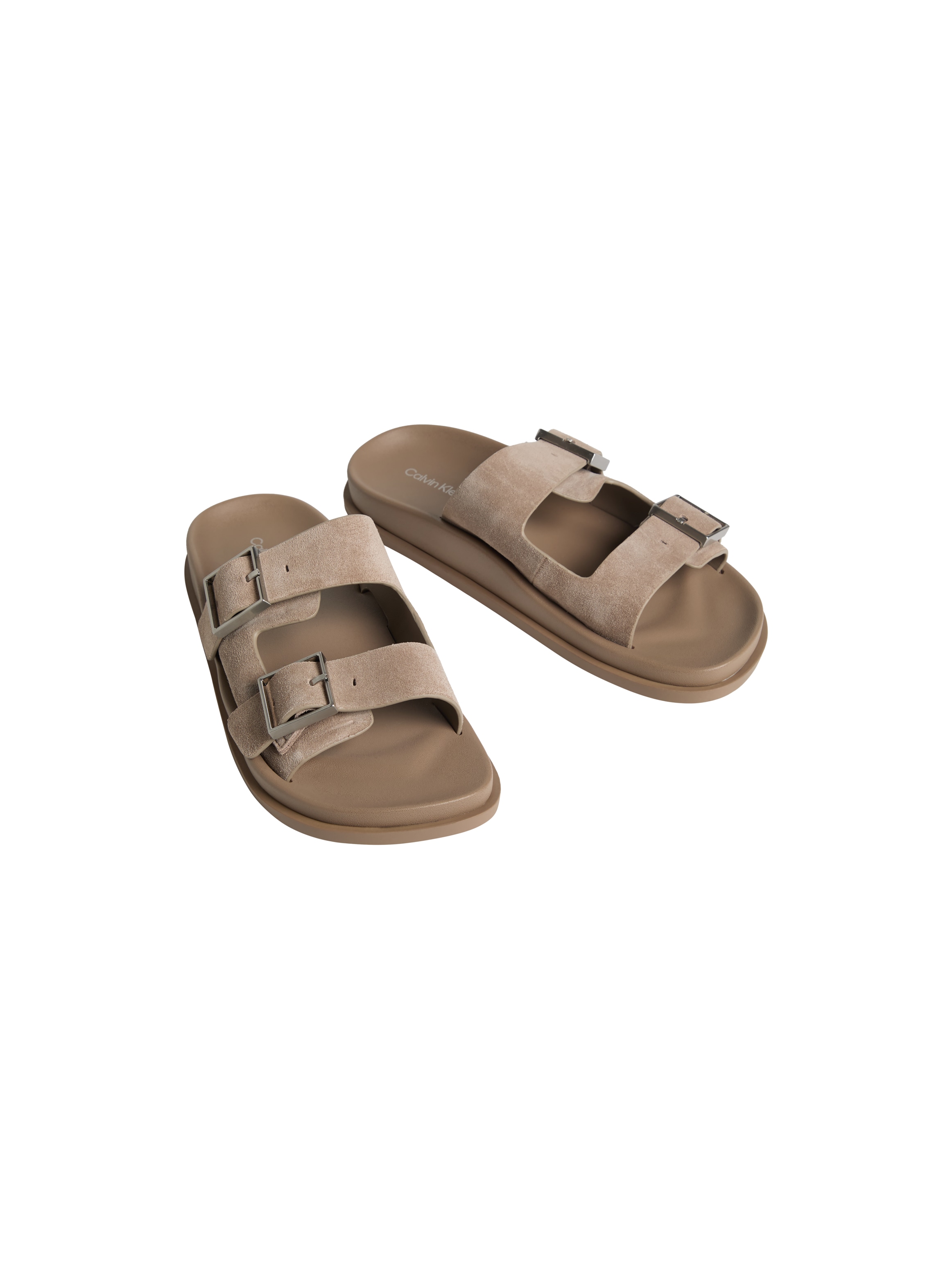 Calvin Klein Pantolette "CITY SANDAL BUCKLE SUEDE" Sommerschuh, Flats mit S günstig online kaufen