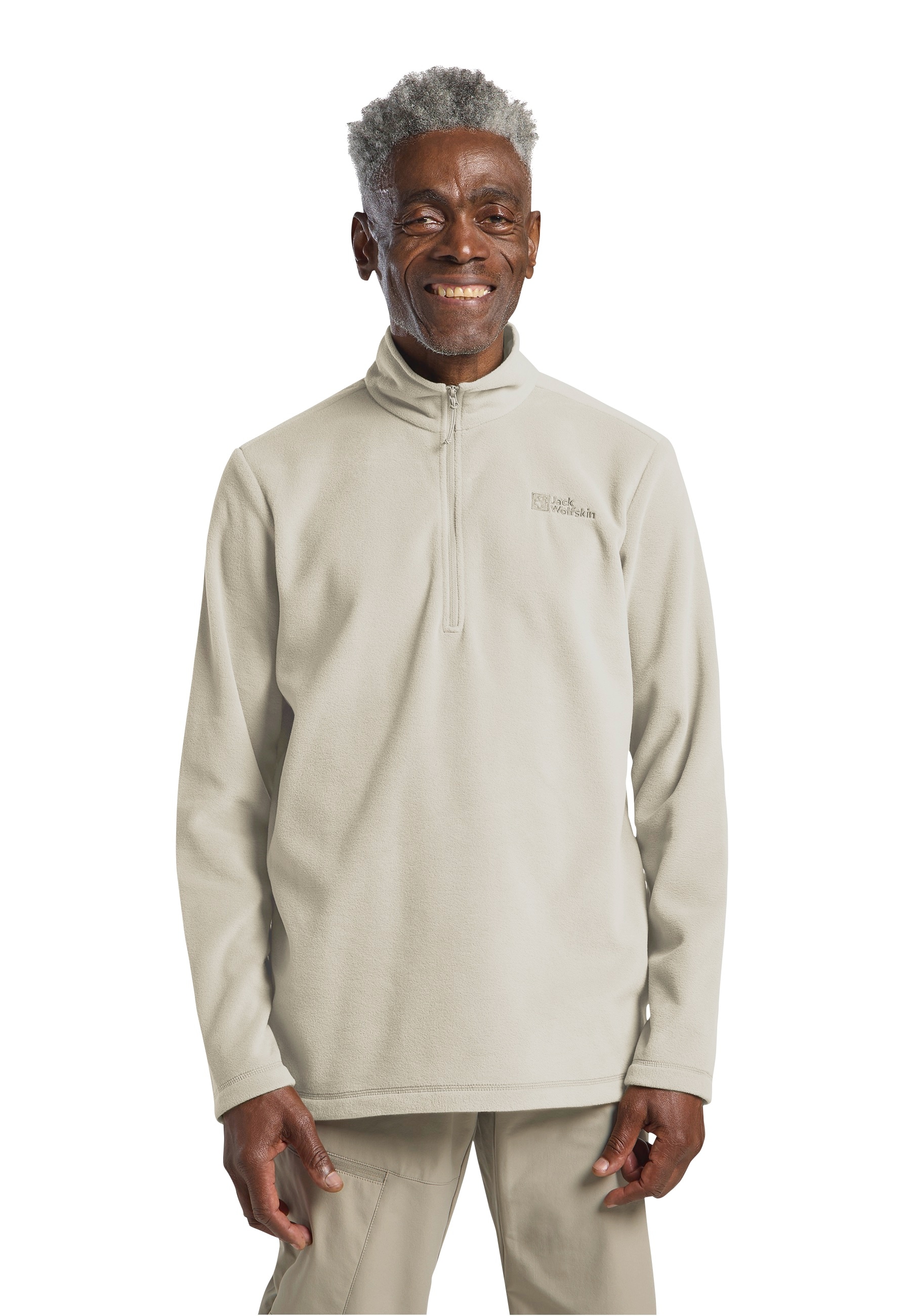 Jack Wolfskin Fleecepullover "TAUNUS HZ M", hoher Stehkragen, mit halbem Reißverschluss, hüftbedeckende Länge
