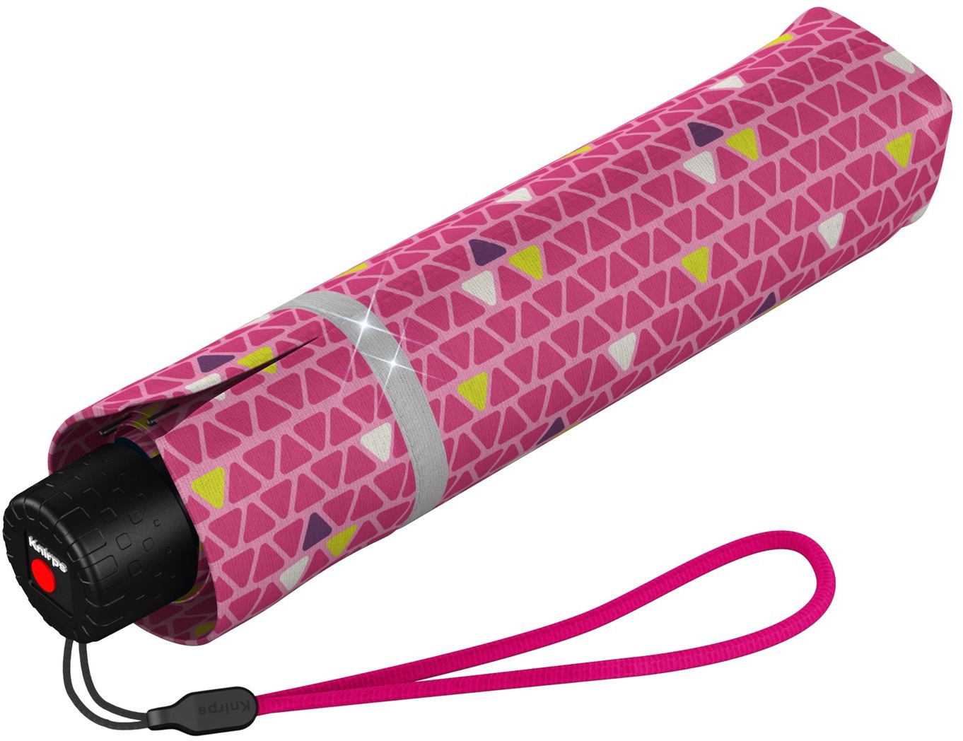 Knirps® Taschenregenschirm »Rookie manual, triple pink reflective«, für Kinder; mit umlaufendem, reflektierendem Band